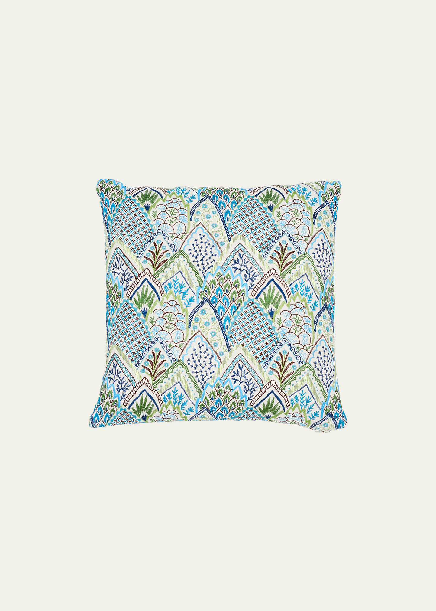 Schumacher Albizia Embroidery Pillow In Blue