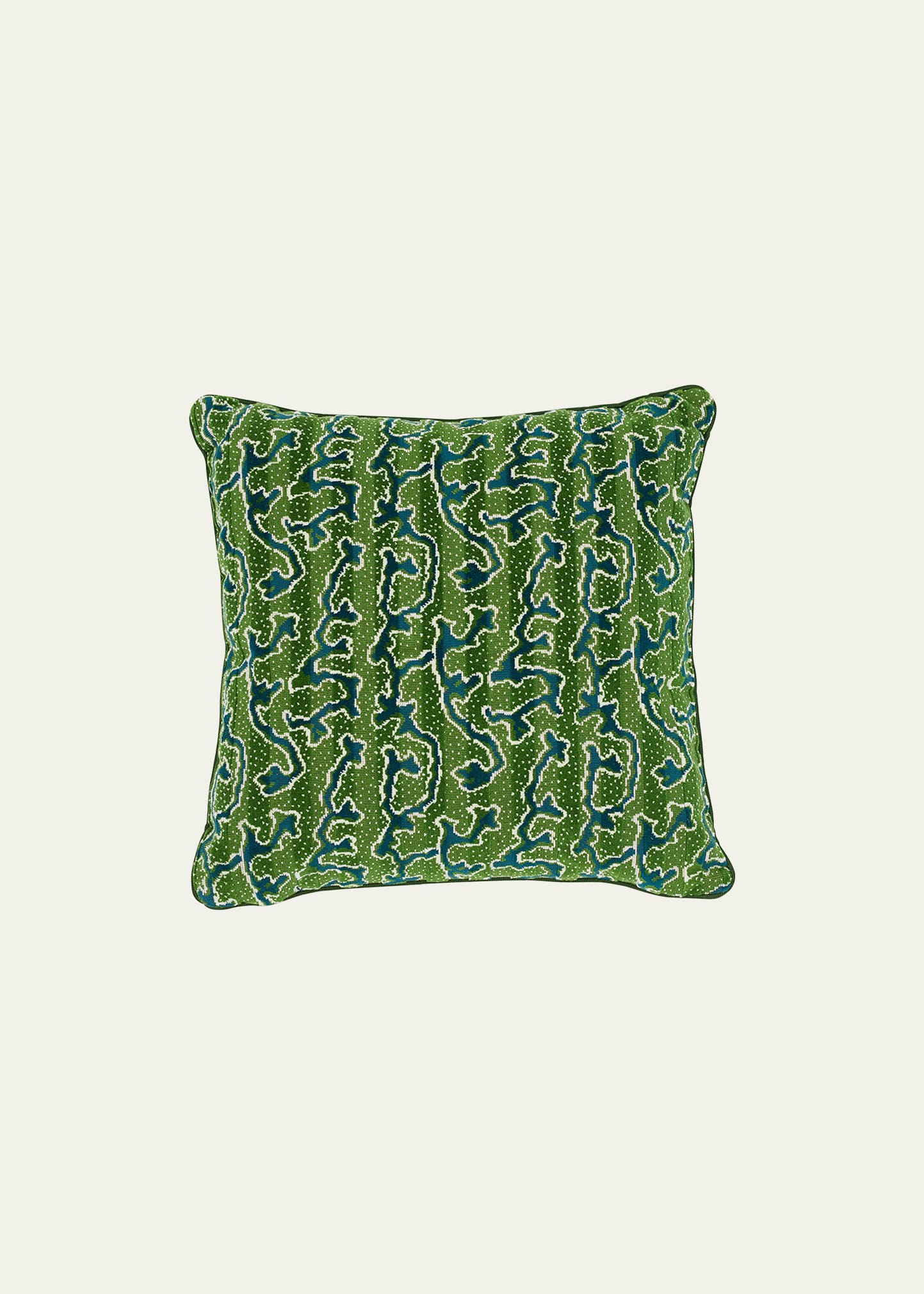 Shop Schumacher Corail Velvet 20" Pillow In Emerald