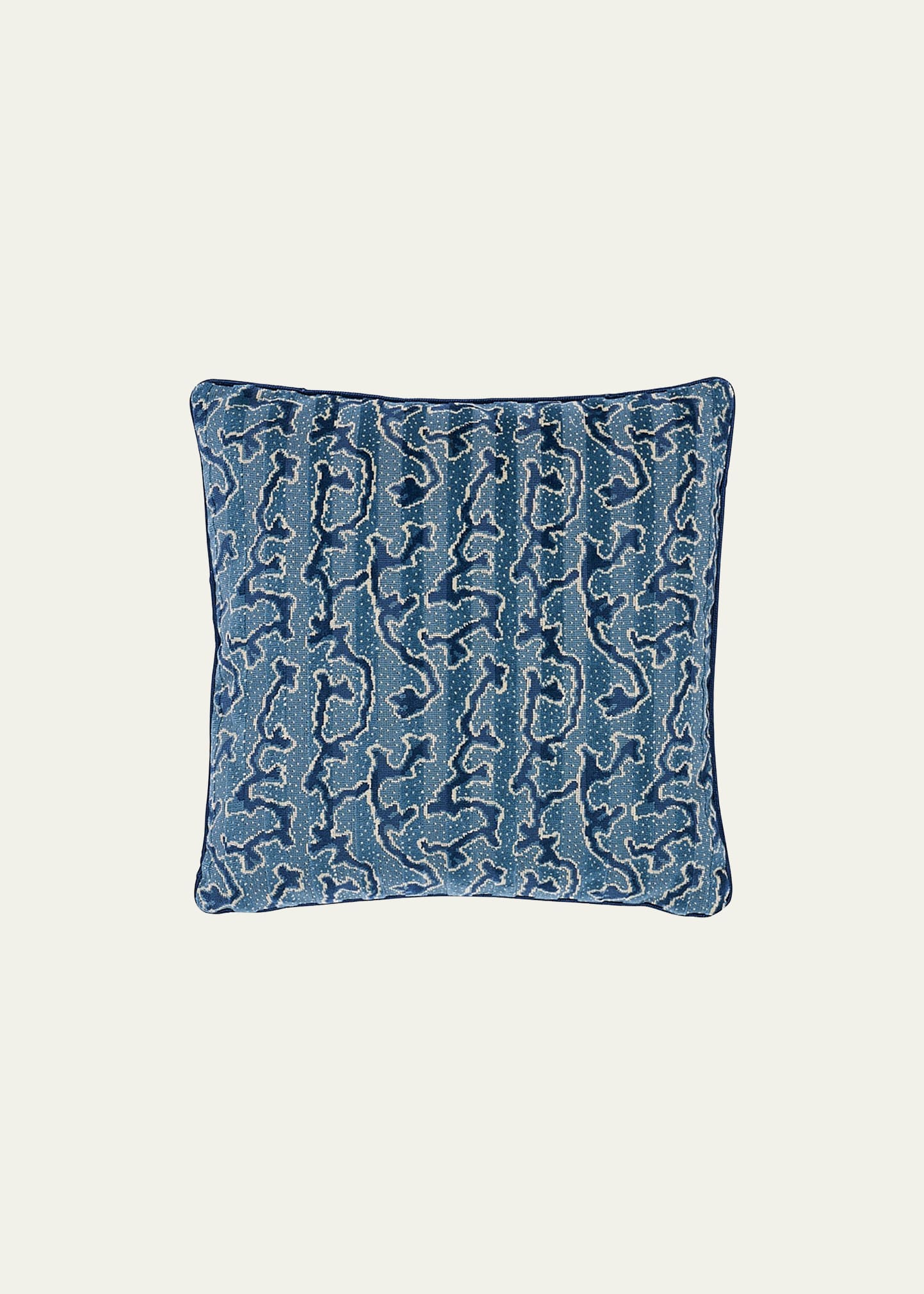 Schumacher Corail Velvet Pillow, 22"sq. In Blue