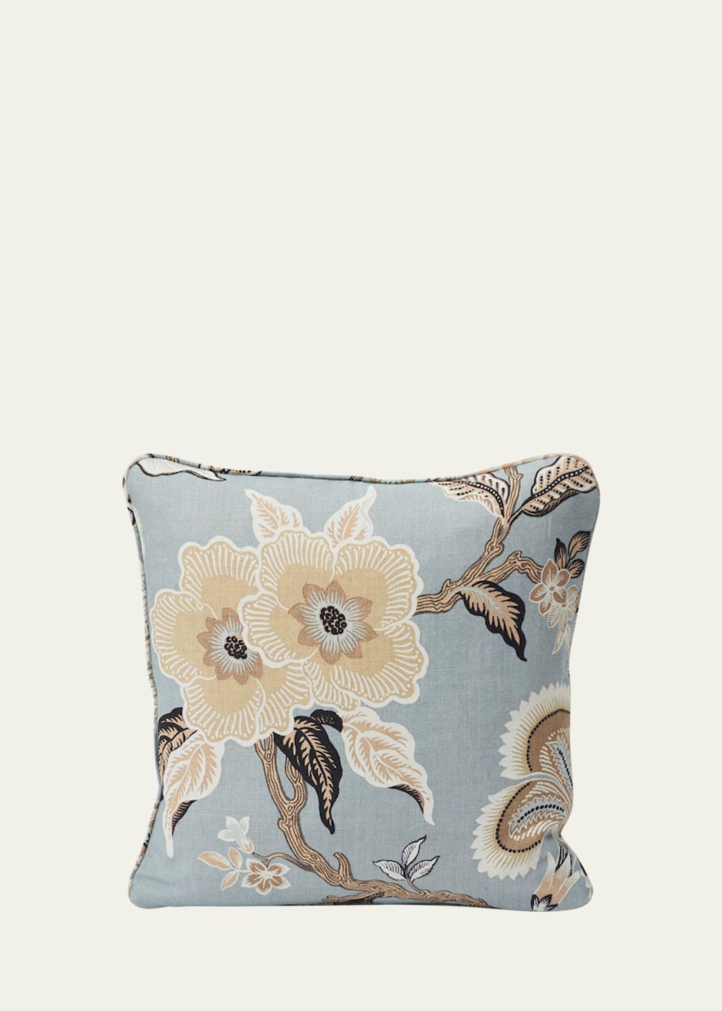Schumacher Hothouse Flowers Pillow, 18"sq. In Mineral