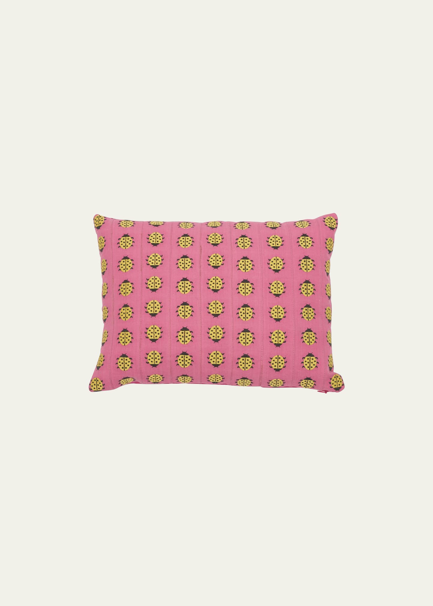 Shop Schumacher Ladybird Pillow In Yellow &amp; Pink