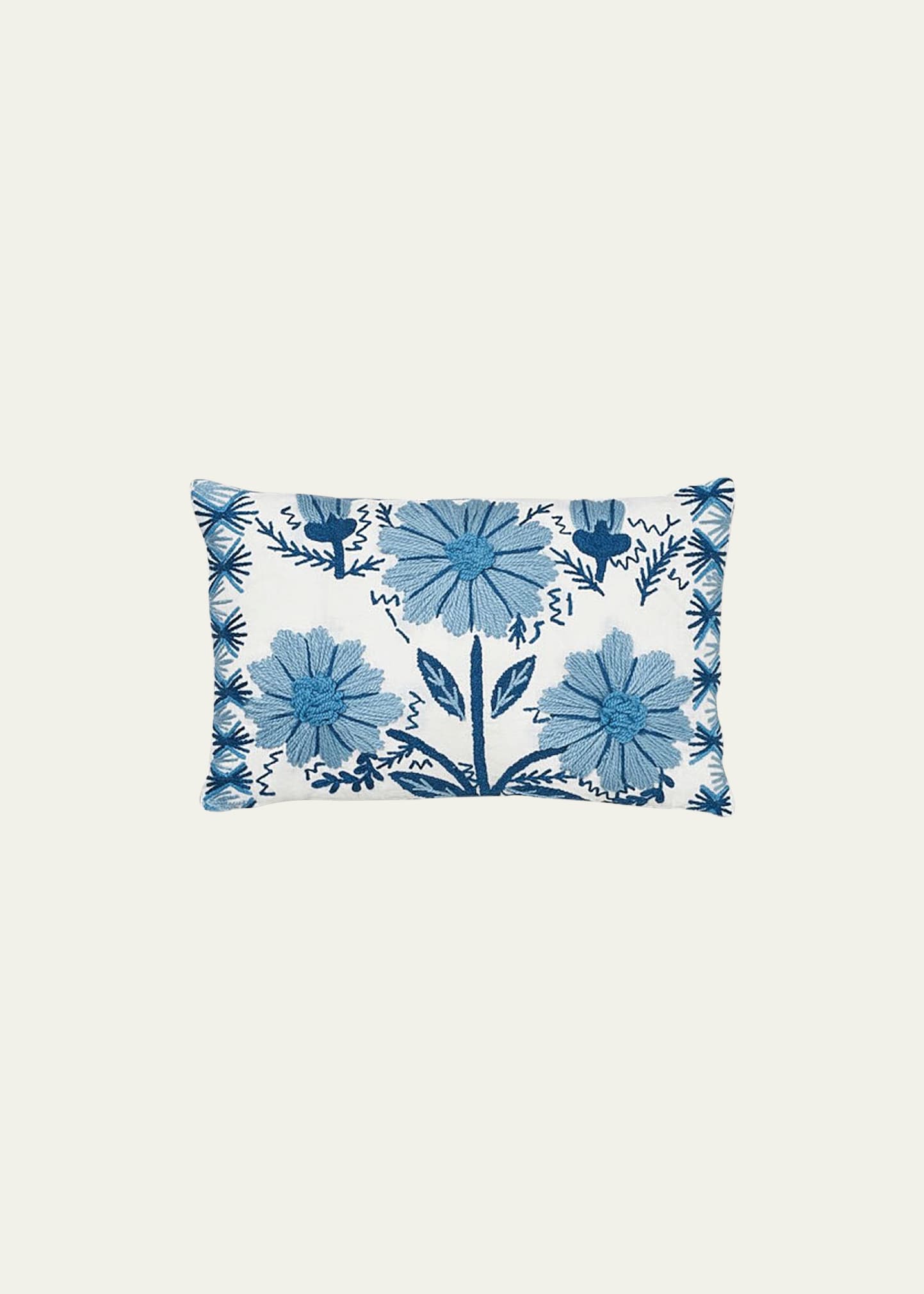 Schumacher Marguerite Embroidery Pillow In Sky