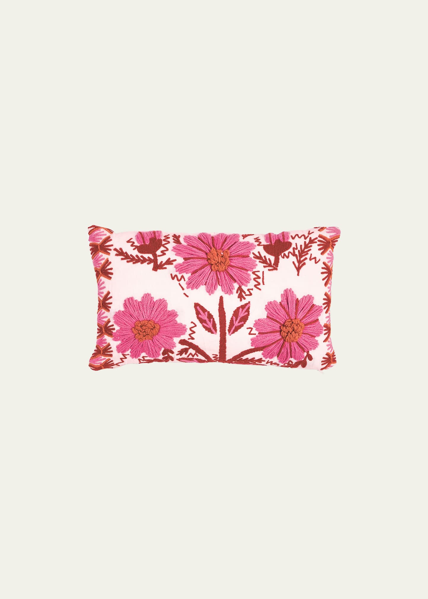 Schumacher Marguerite Embroidery Pillow In Blossom