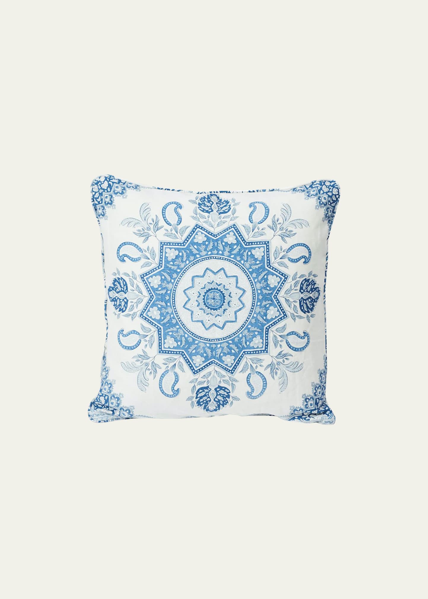 Schumacher Montecito Medallion Pillow, 20"sq. In Indigo