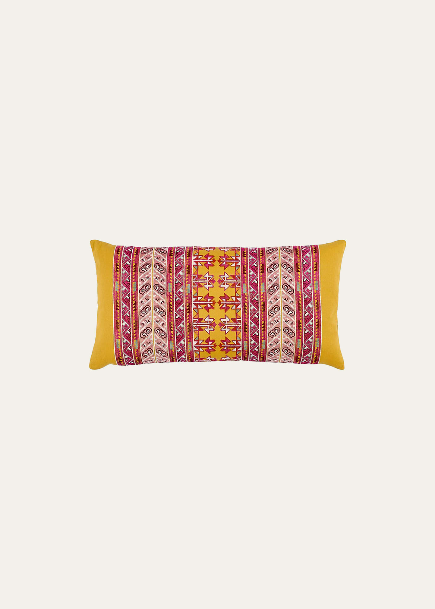 Shop Schumacher Vinka Embroidery Pillow In Pink &amp; Yellow