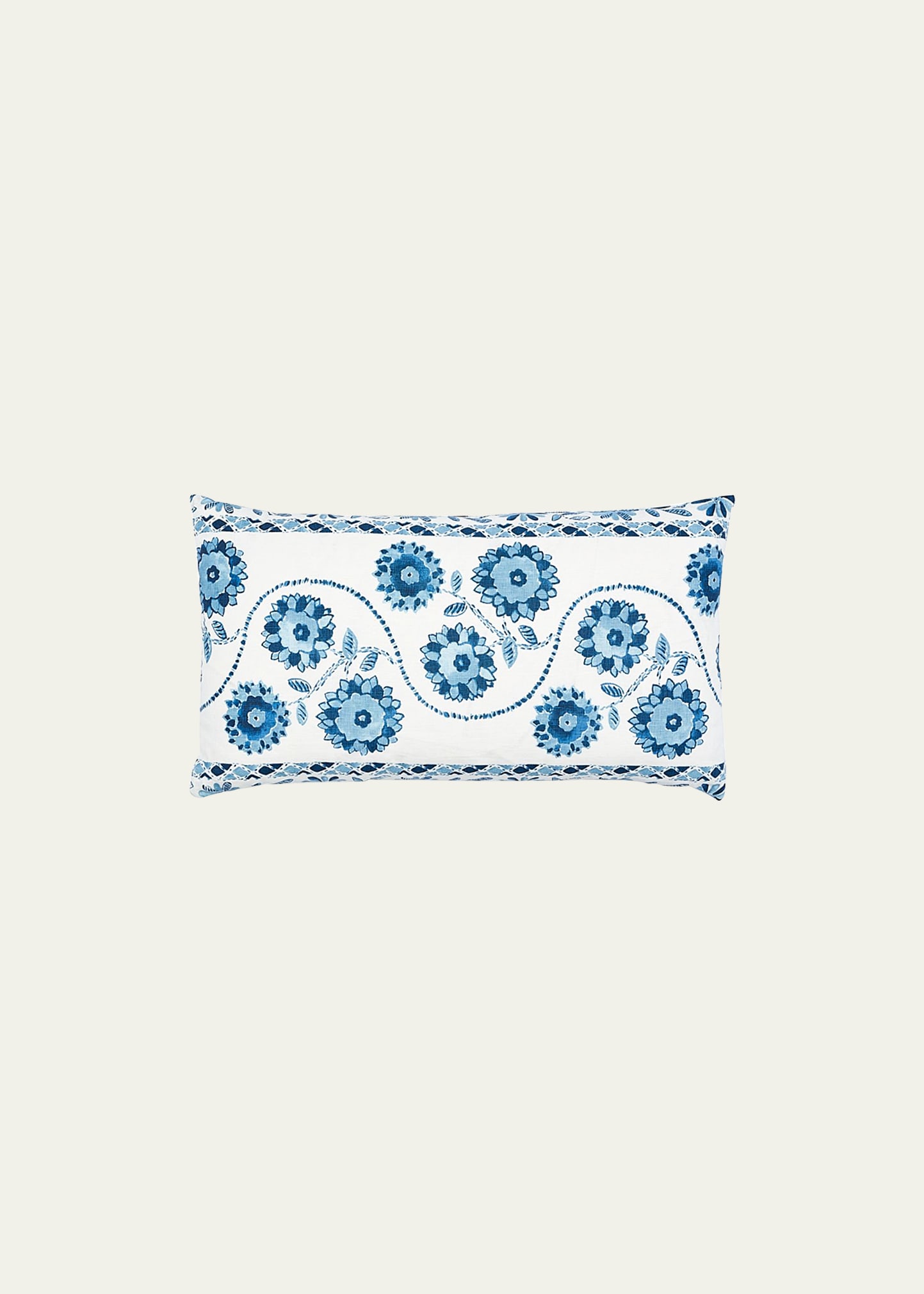 Schumacher Zinnia Handmade Print Pillow In Blue