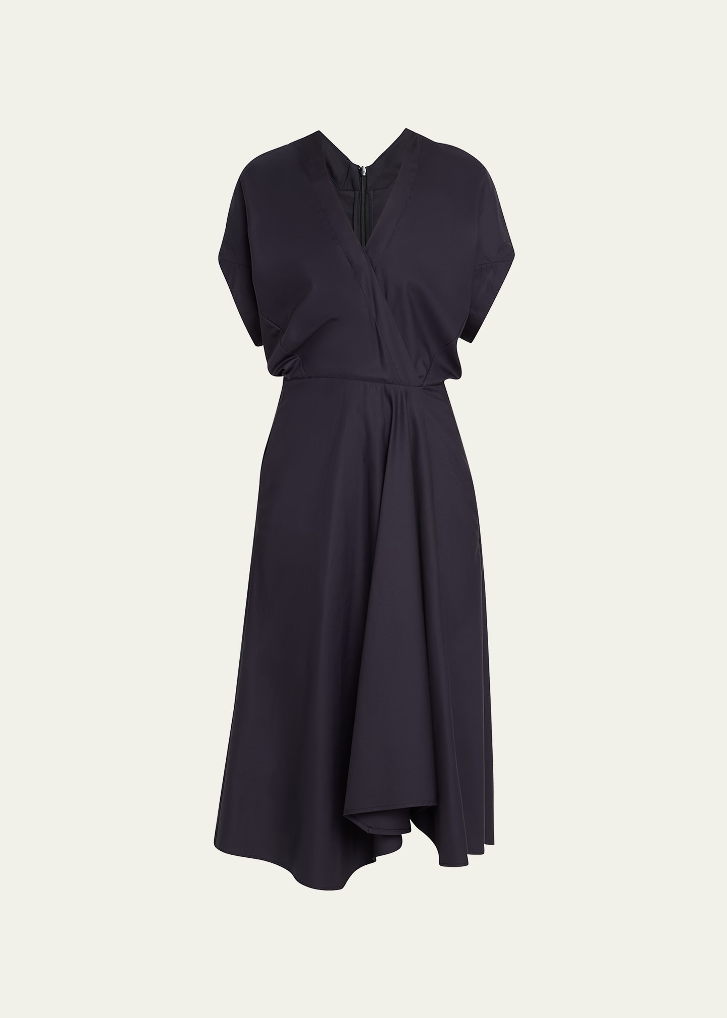 Zero + Maria Cornejo Aki Wave Wrap-effect Midi Dress In Black