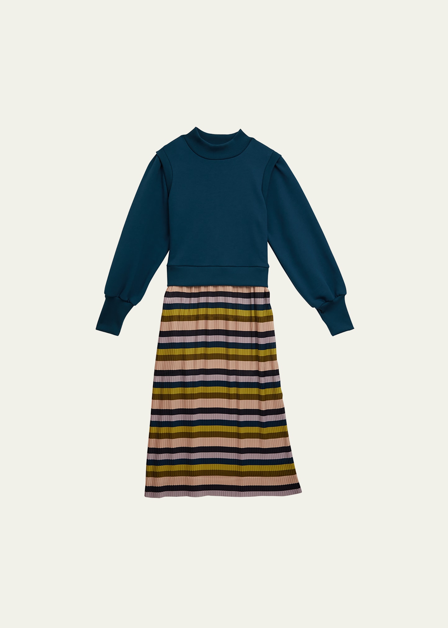 Girl's Combo Multicolor Pleated Sweater Dress, Size 4-14