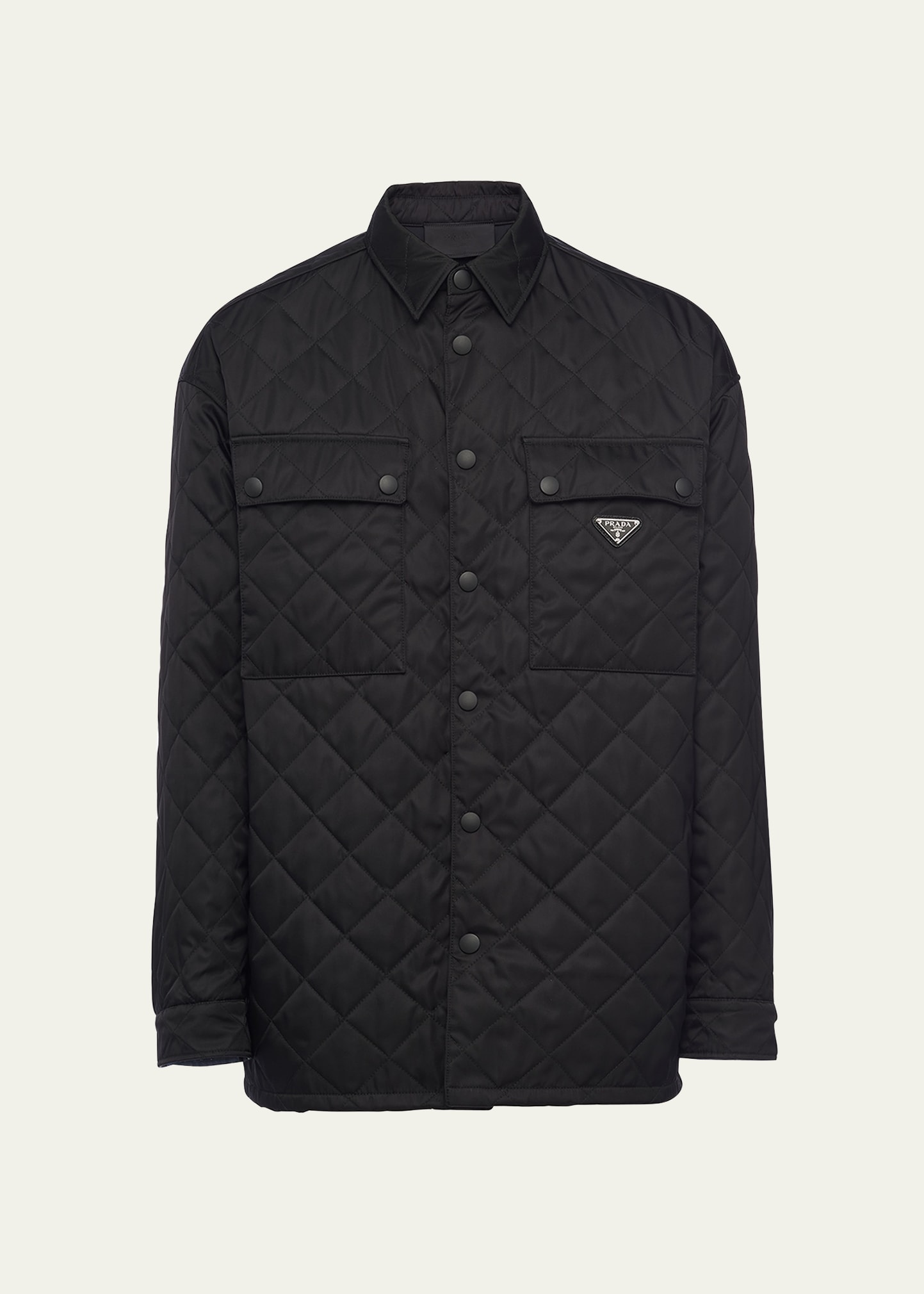 【PRADA】RE-NYLON PADDED SHIRT Prada Re-Nylon Padded Shirt - Black | Editorialist