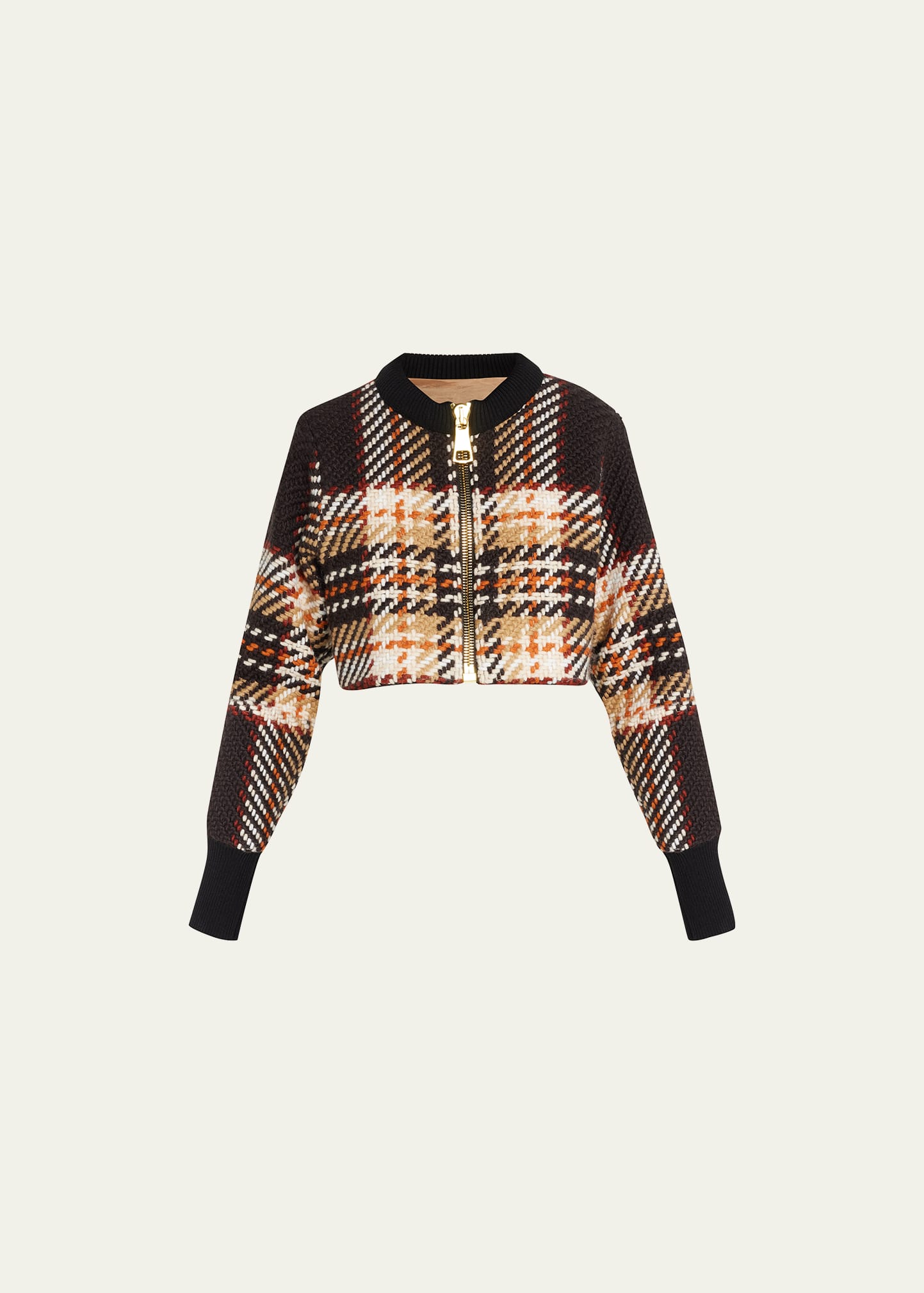Plaid Crop Sweater Jacket