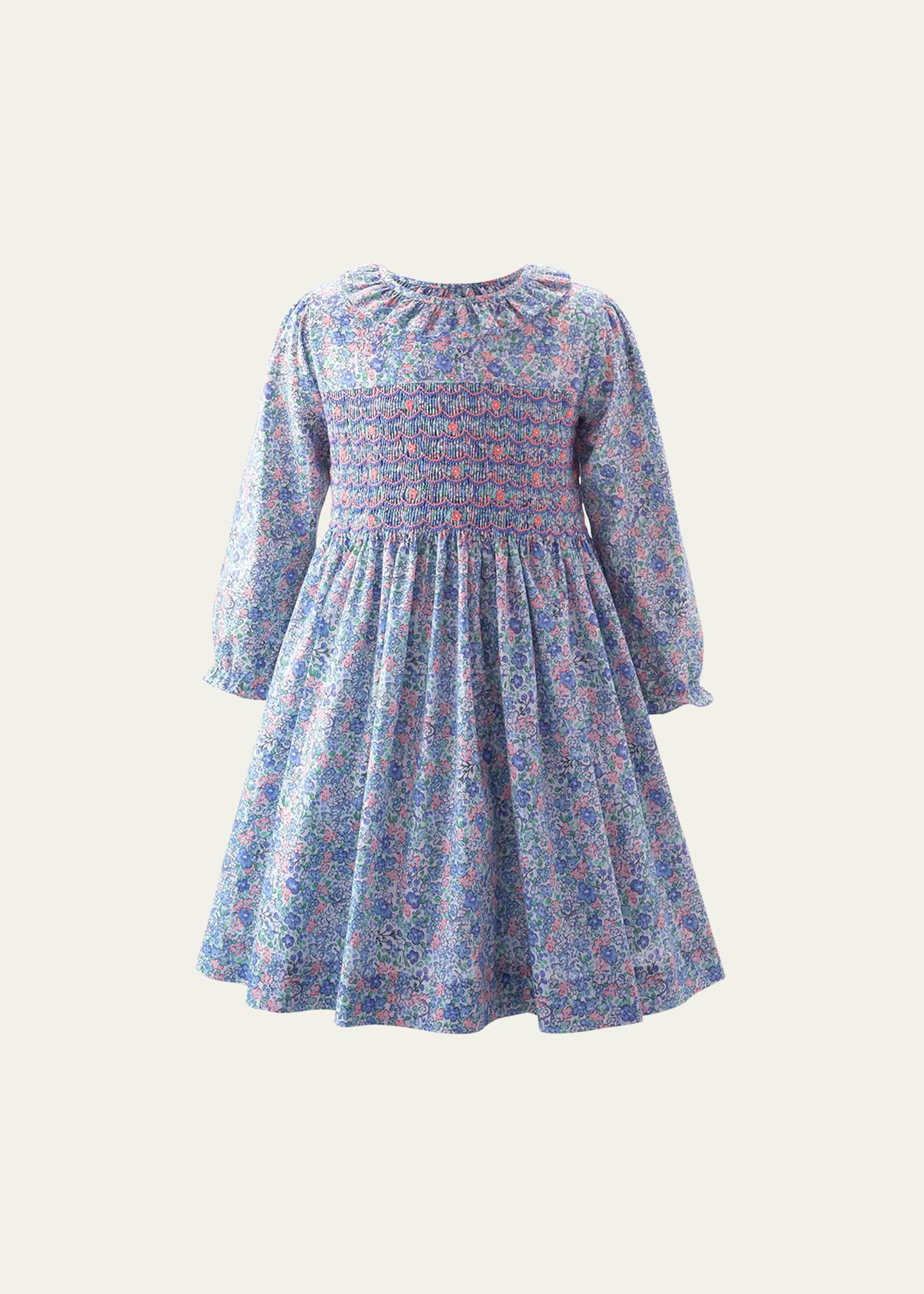 Girl's Pastel Floral-Print Smocked Dress 2-10