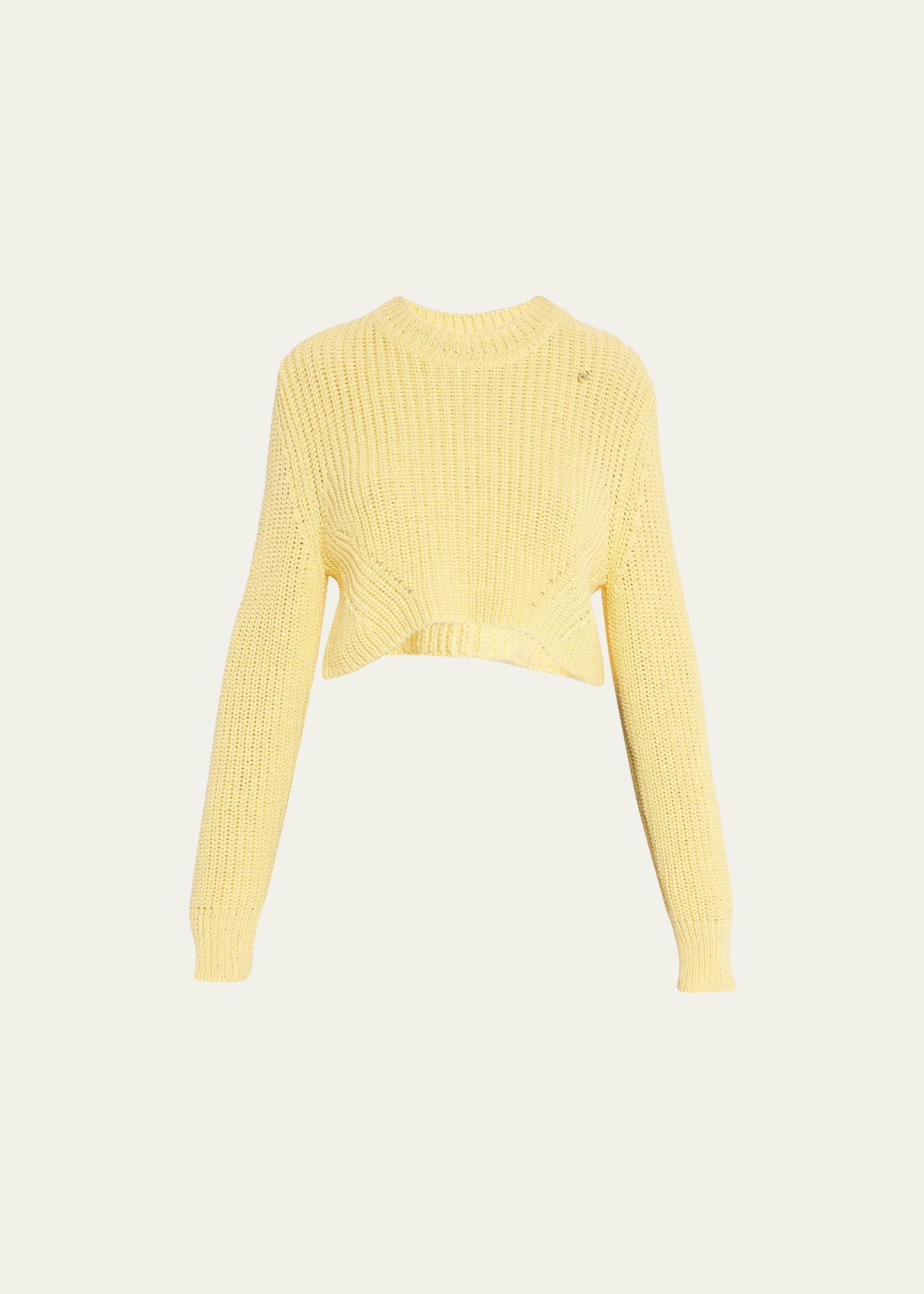 Round-Neck Cotton-Knit Cropped Sweater
