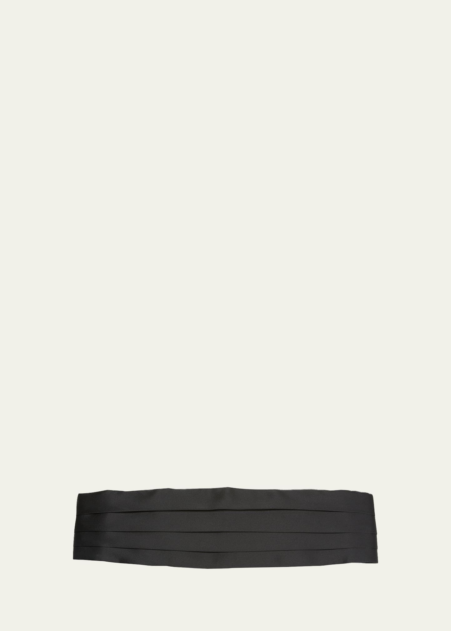 Shop Brioni Men's Pleated Satin Cummerbund In Black