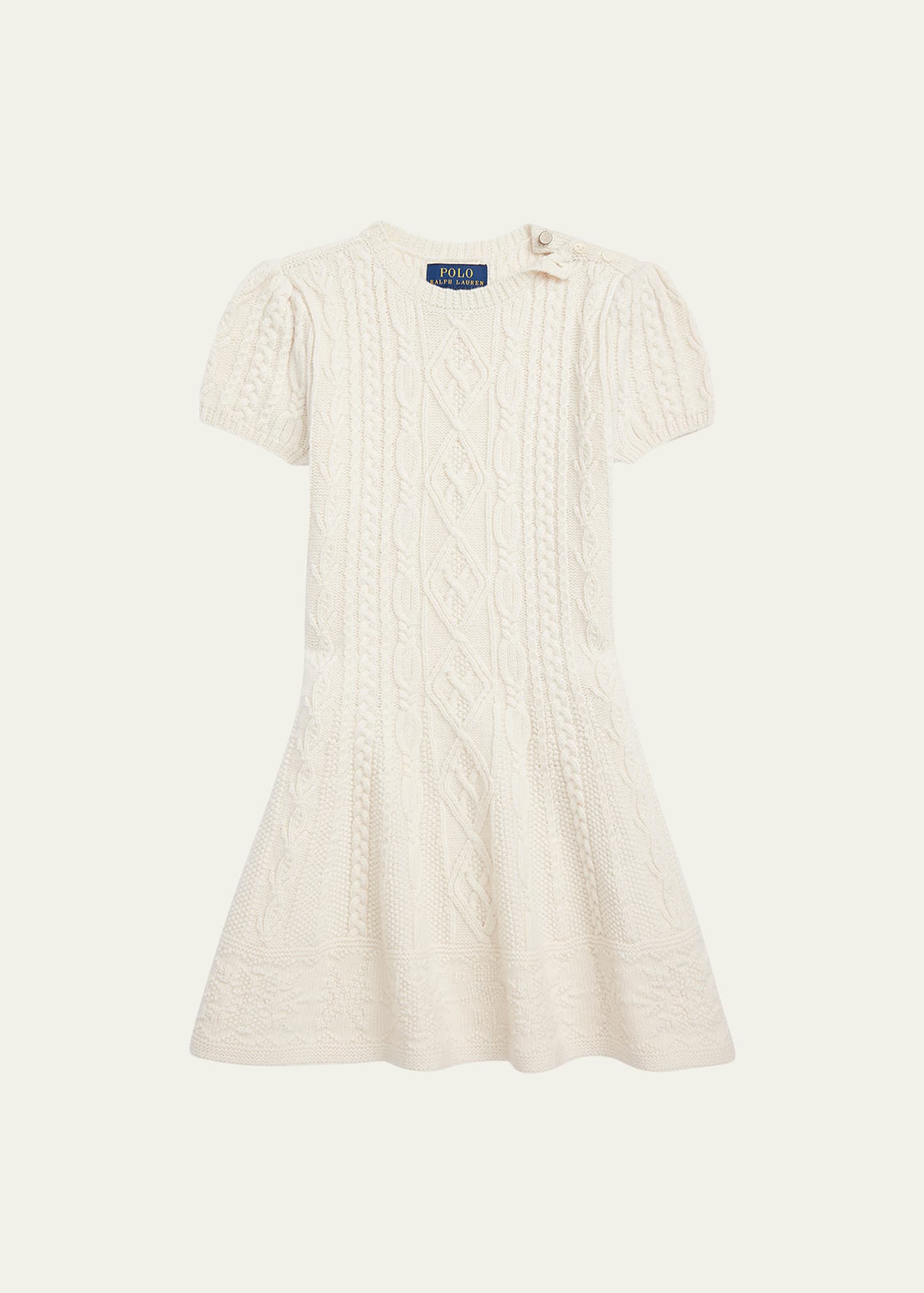 Polo Ralph Lauren Kids' Girl's Cable Knit Wool Sweater Dress In Authentic  Cream | ModeSens