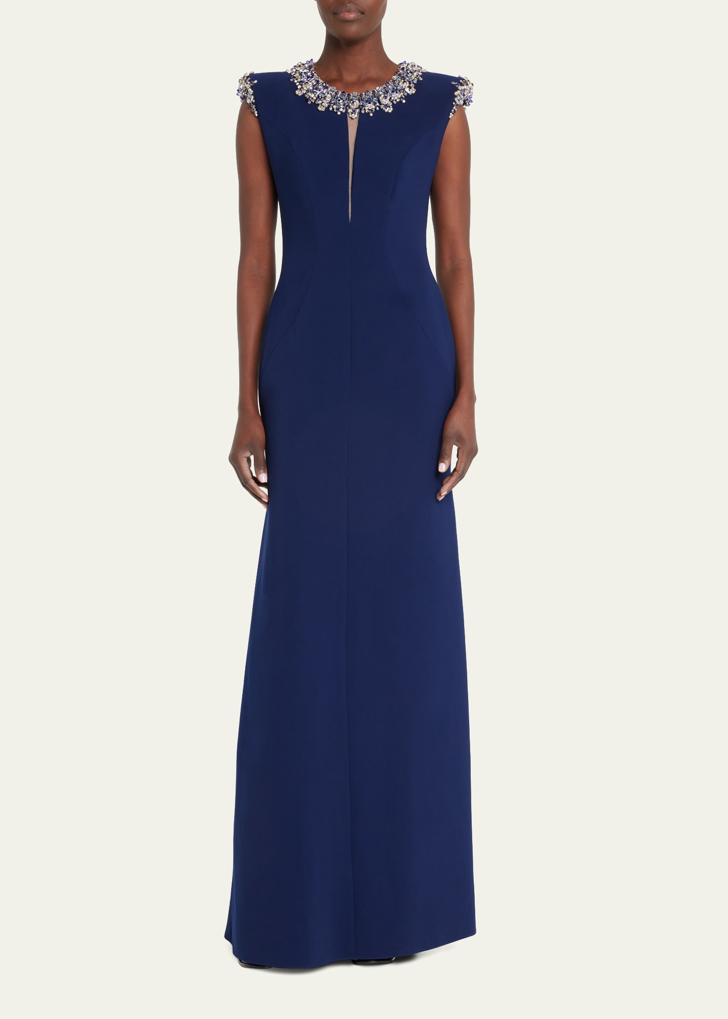 Cora Embellished Keyhole Crepe Gown