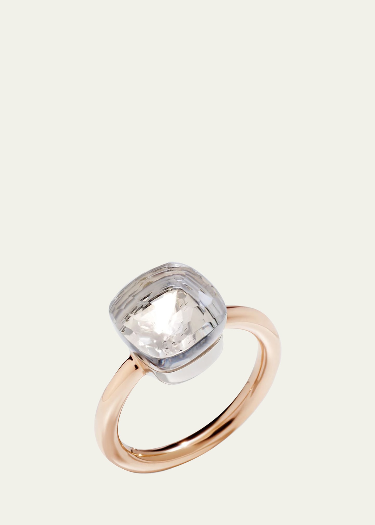 Shop Pomellato 18k Rose And White Gold Nudo Classic Ring With White Topaz