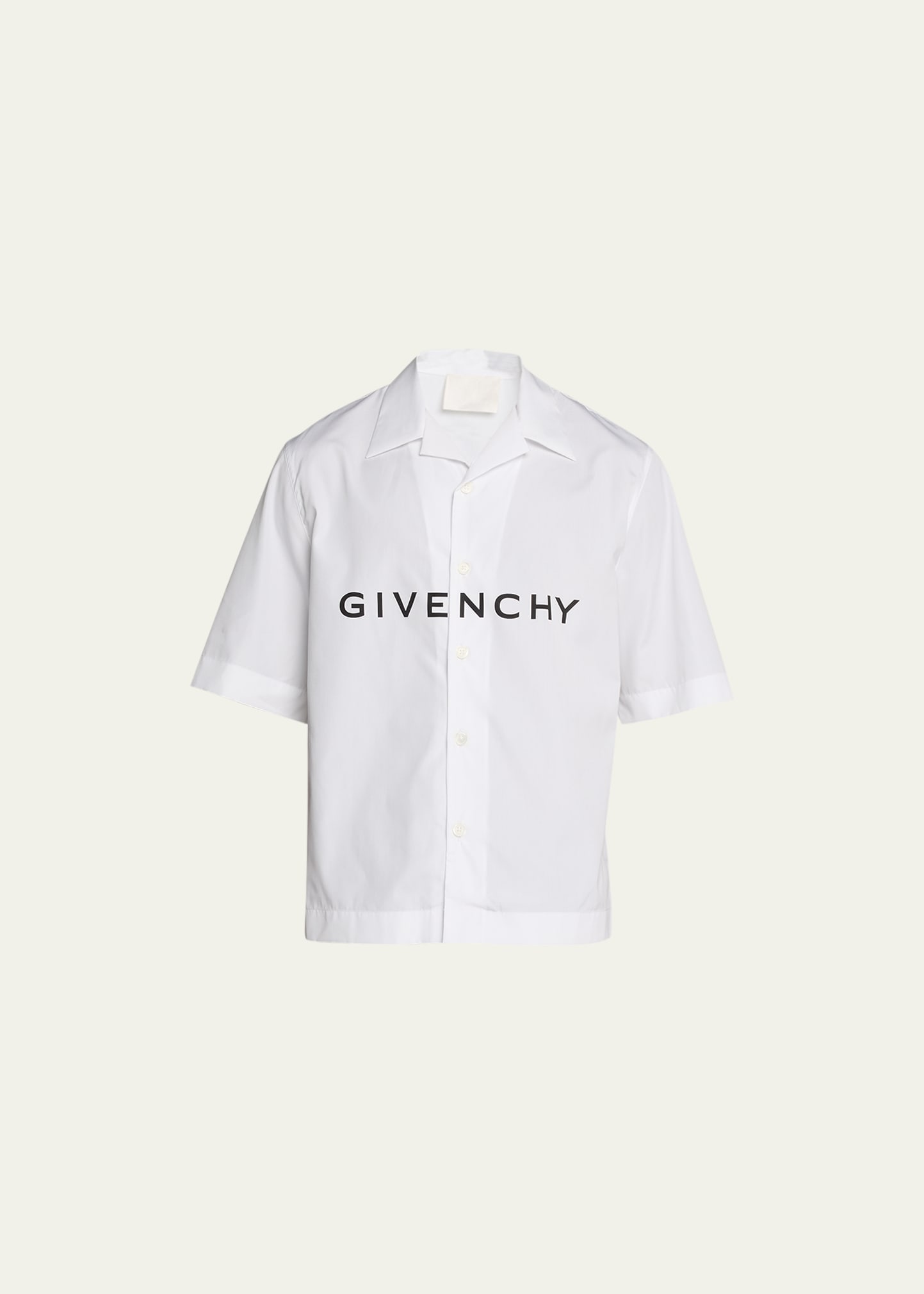 Shop Givenchy Men's Boxy-fit Logo Camp Shirt In White/black