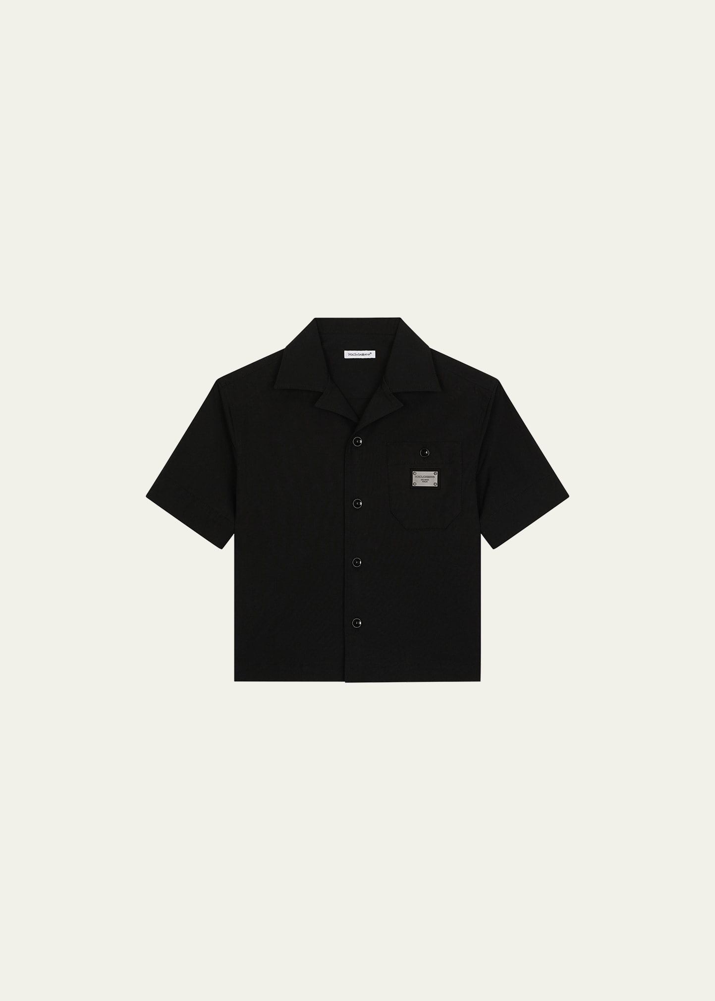 Dolce & Gabbana Kids' Boy's Button Down Logo Plaque Shirt In Black