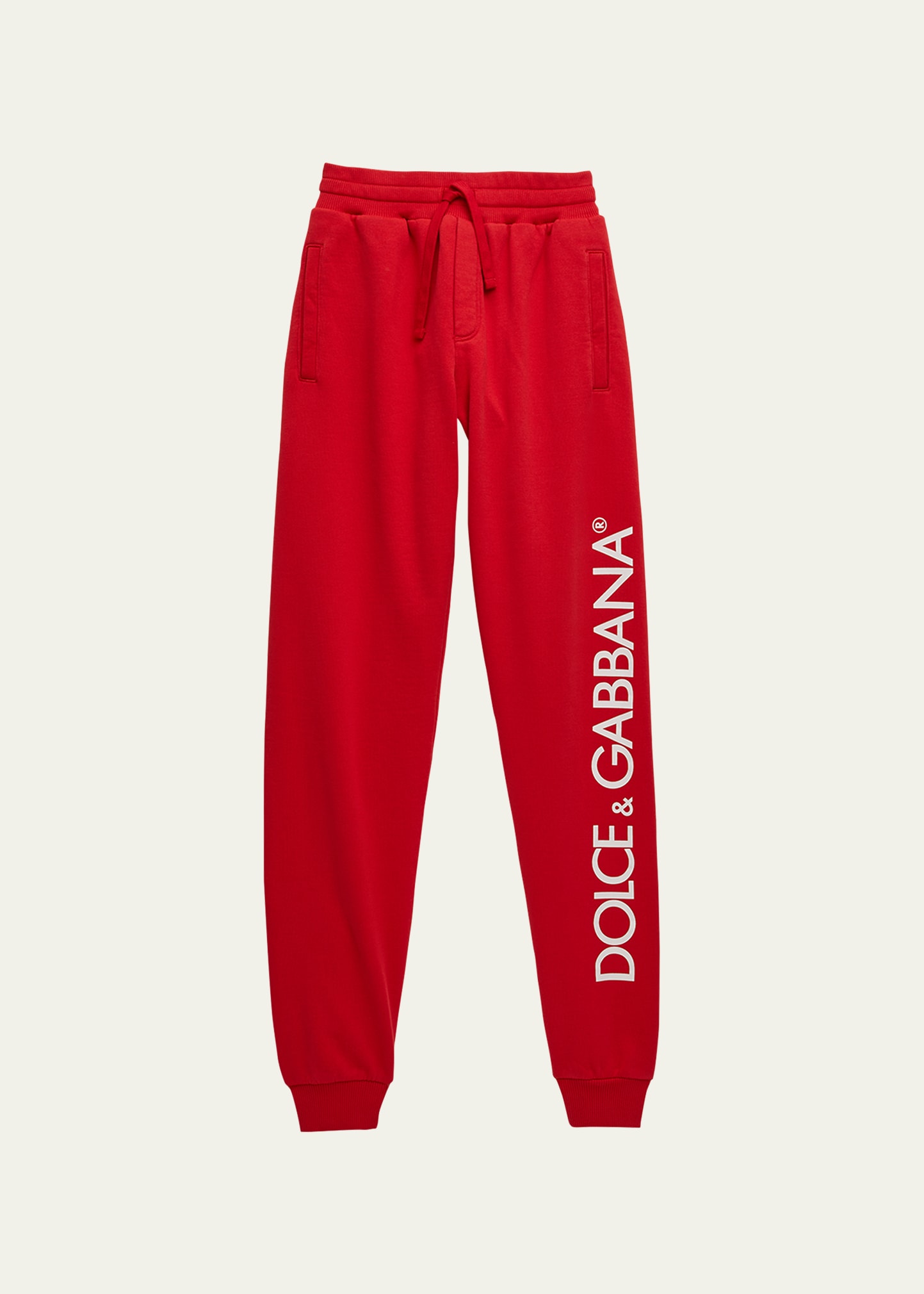 Dolce & Gabbana Boy's Logo-print Joggers In Nail Red