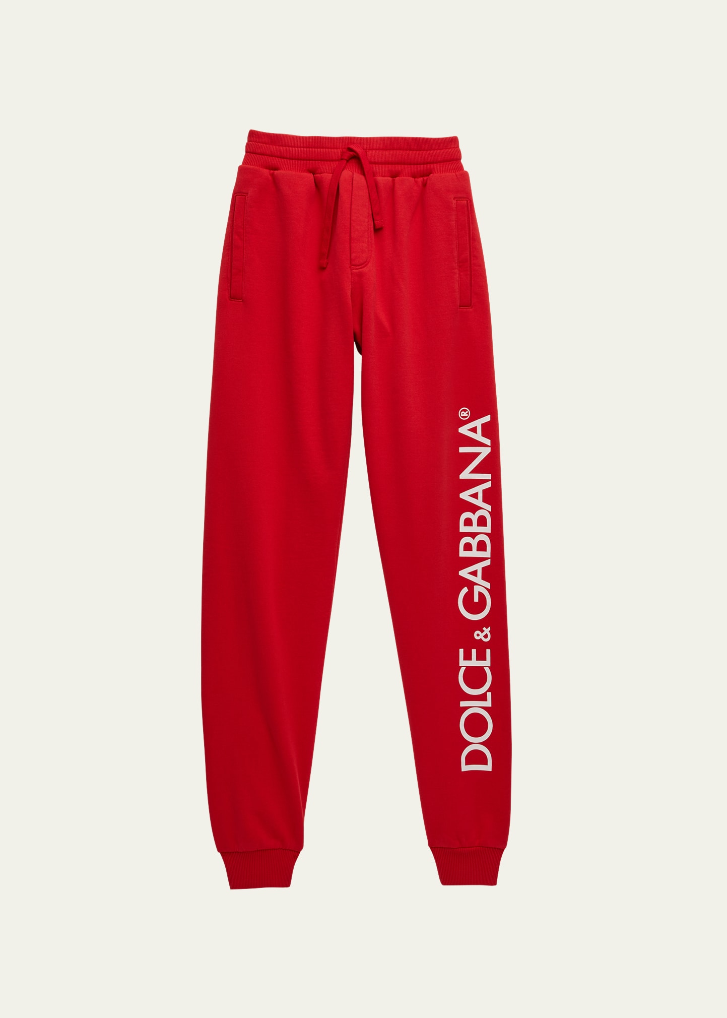 Shop Dolce & Gabbana Boy's Logo-print Joggers In Nail Red