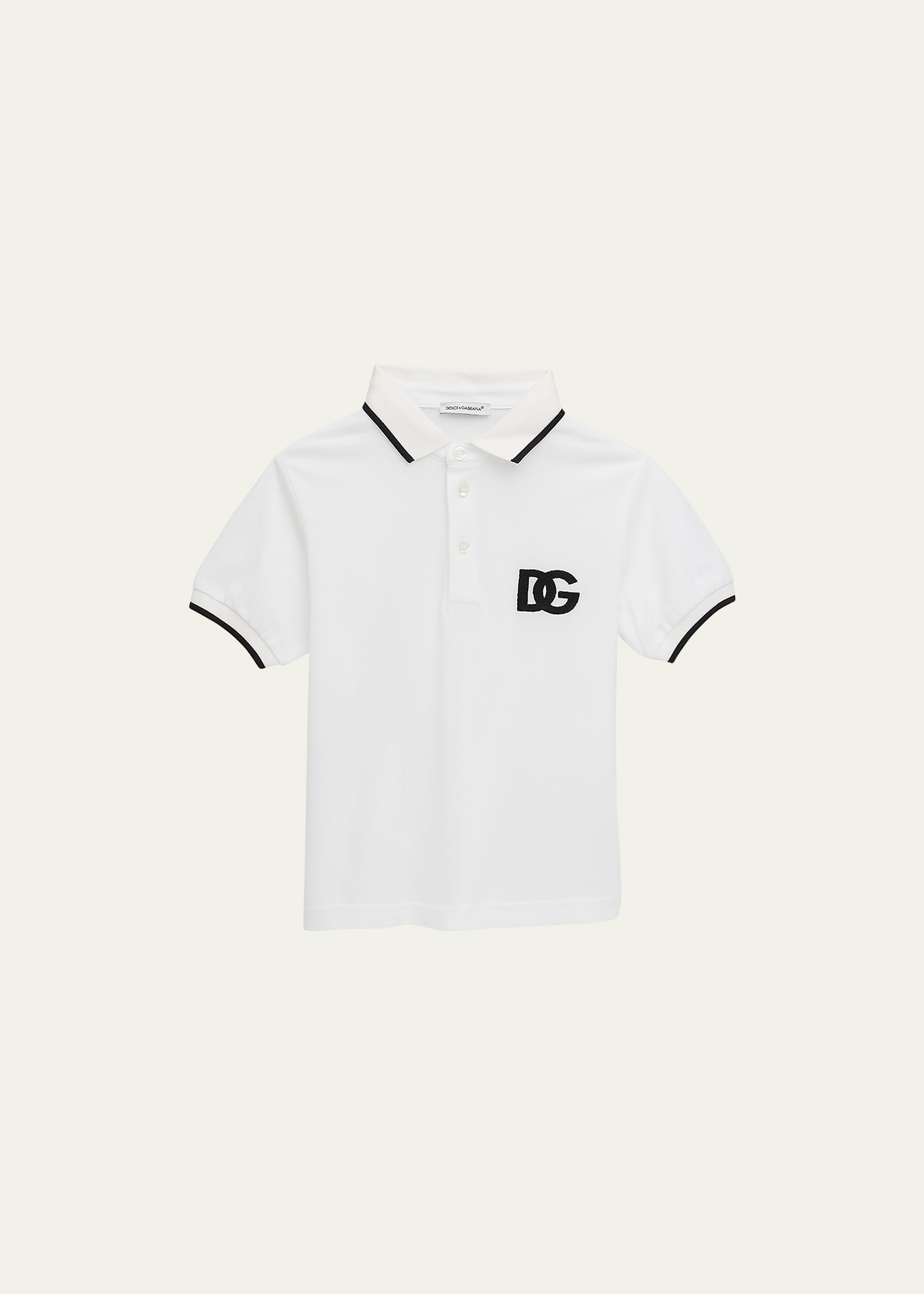 Dolce & Gabbana Kids' Boy's Short-sleeve Polo Shirt With Dg Logo In White