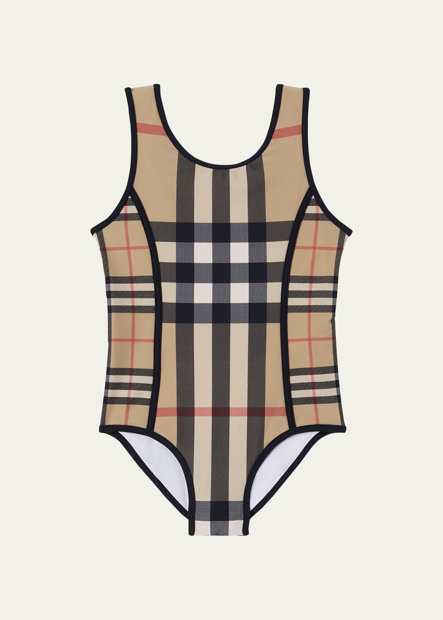 Burberry Beige Swimsuit For Girls With Iconic Check In Archive Beige Ip
