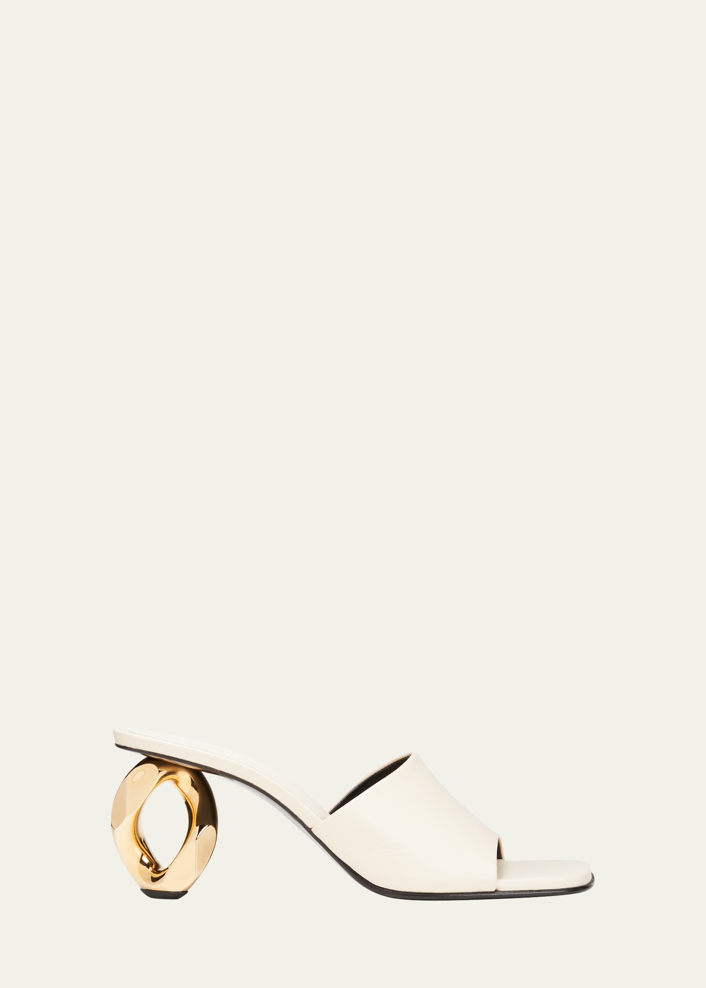Jw Anderson Leather Chain-heel Slide Sandals In Natural