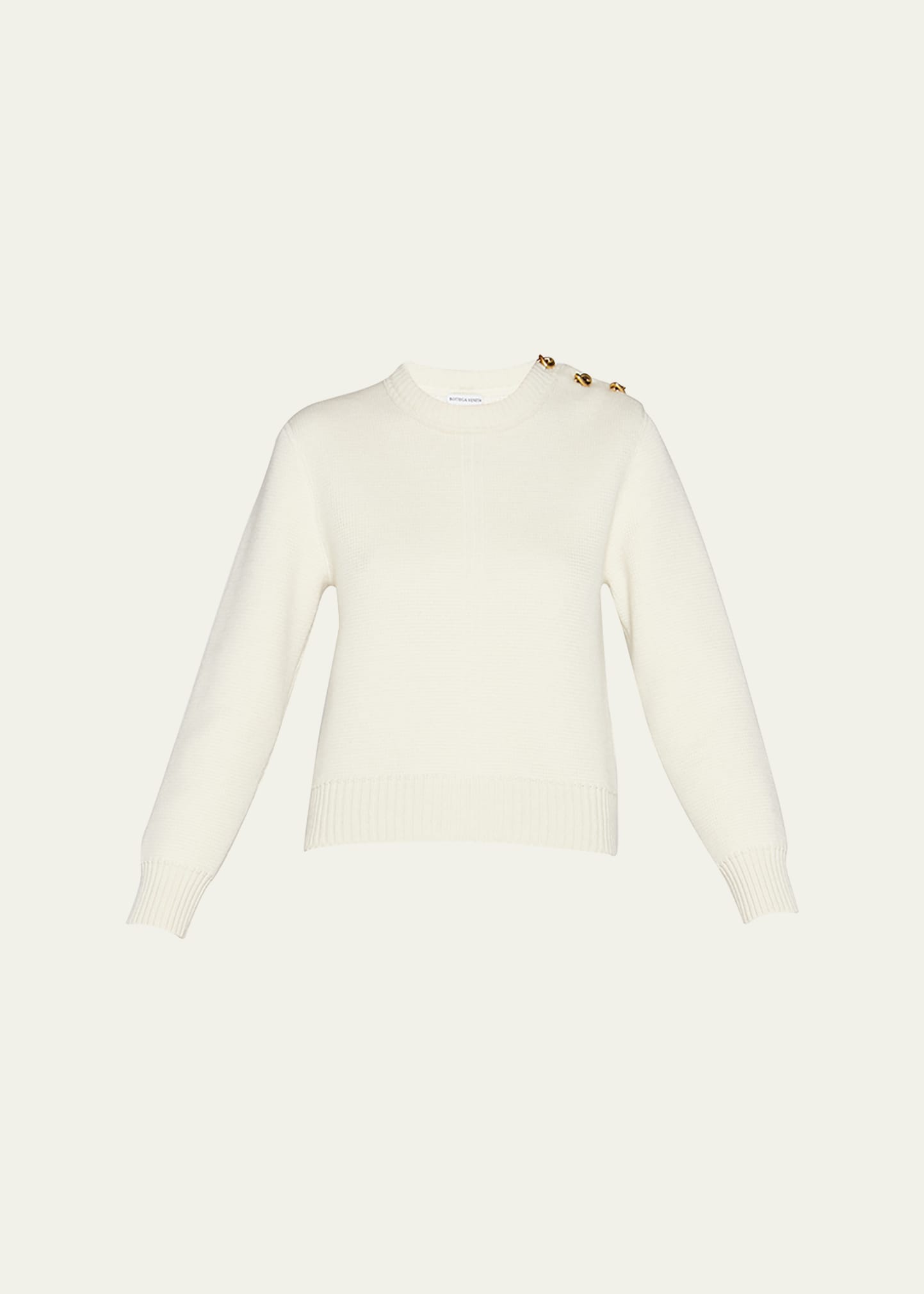 Shop Bottega Veneta Rib Wool Sweater With Knot Detail In Canvas