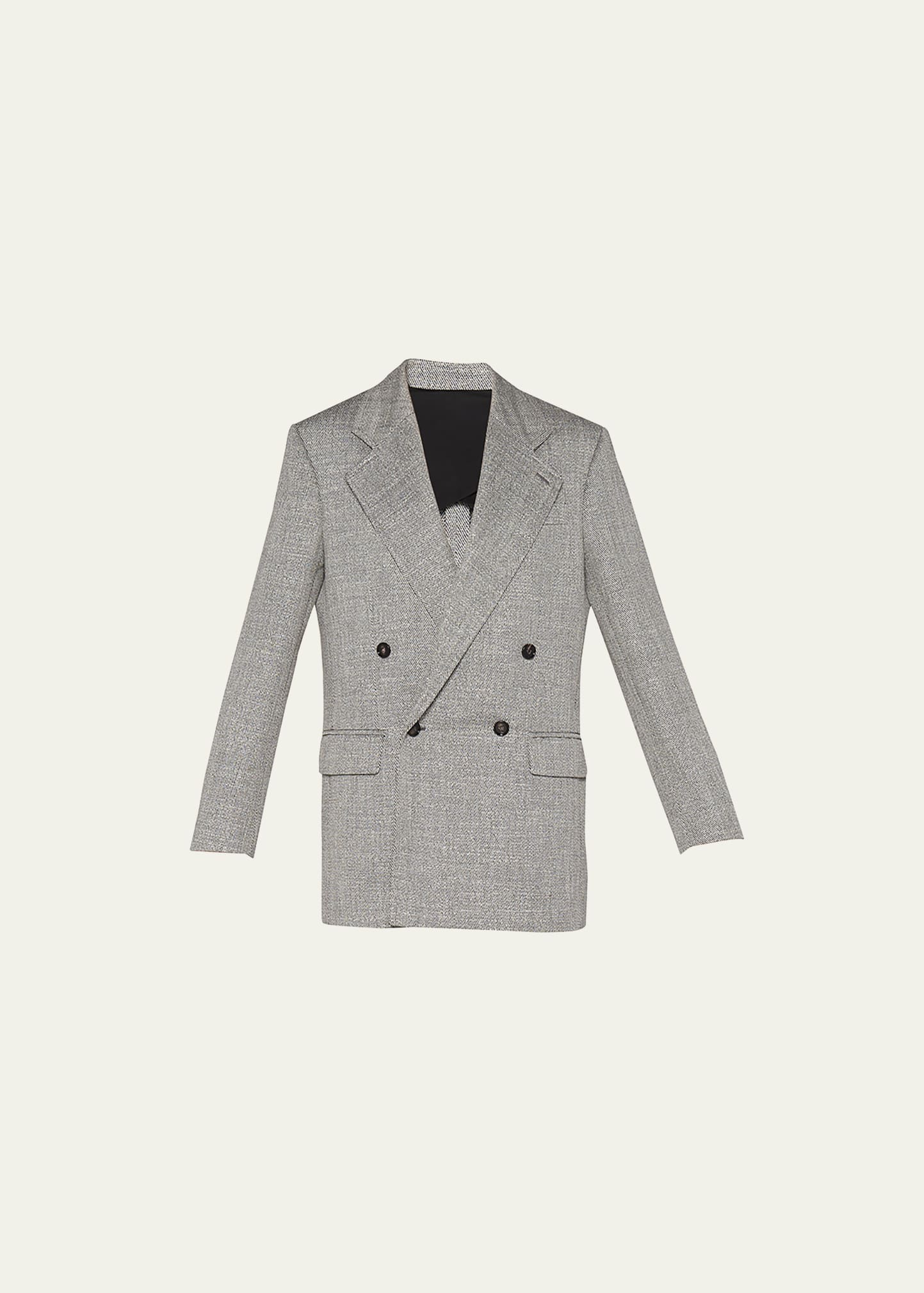 Shop Bottega Veneta Double-breasted Oversized Wool Jacket In Bianco/ash