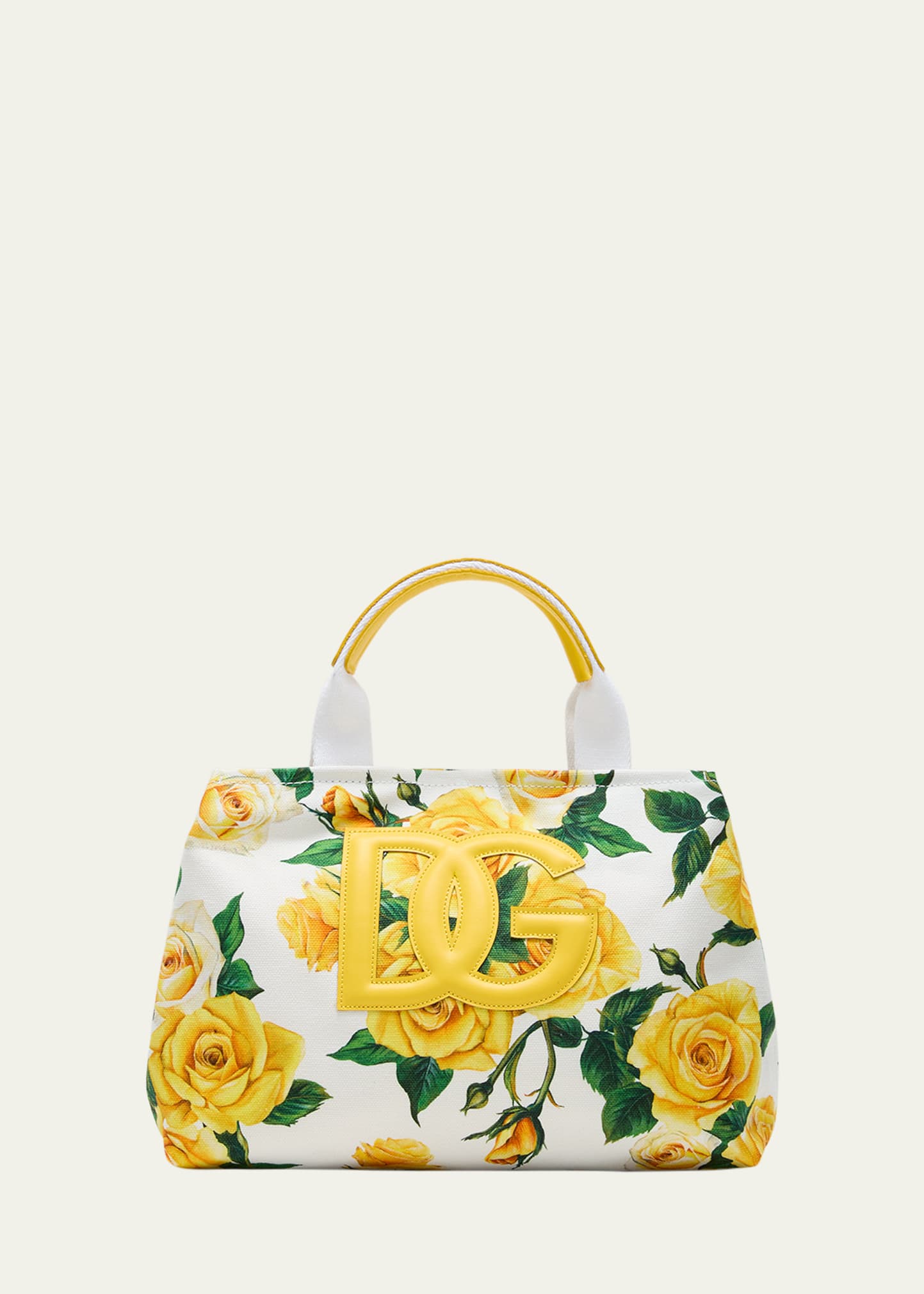 Shop Dolce & Gabbana Kid's Carnation-print Logo Canvas Tote Bag In Printed Ye