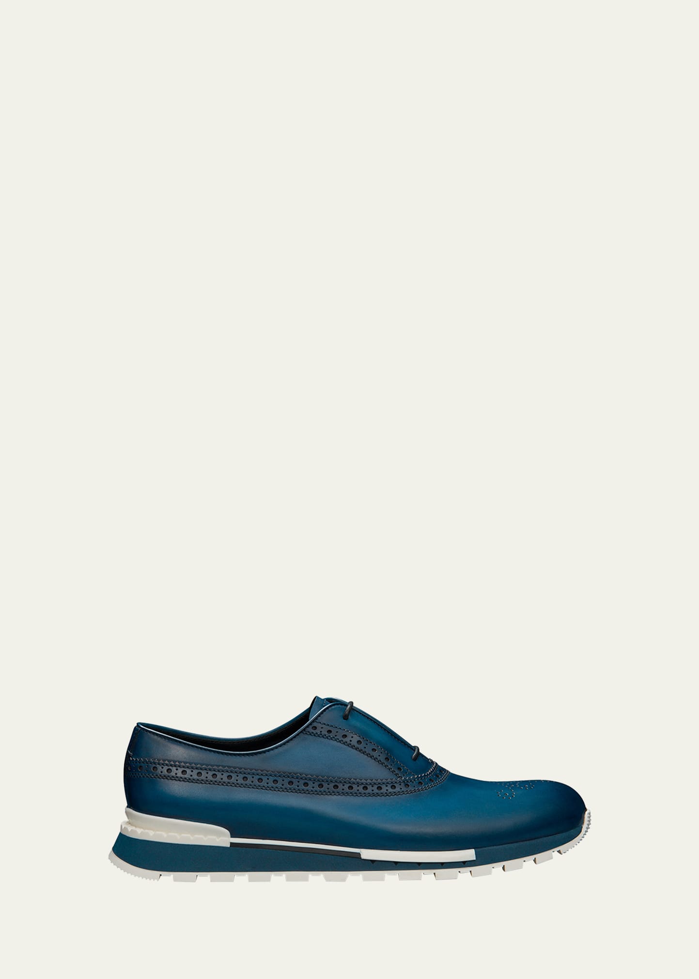 Berluti Fast Track Perforated Venezia Leather Sneakers In Blue