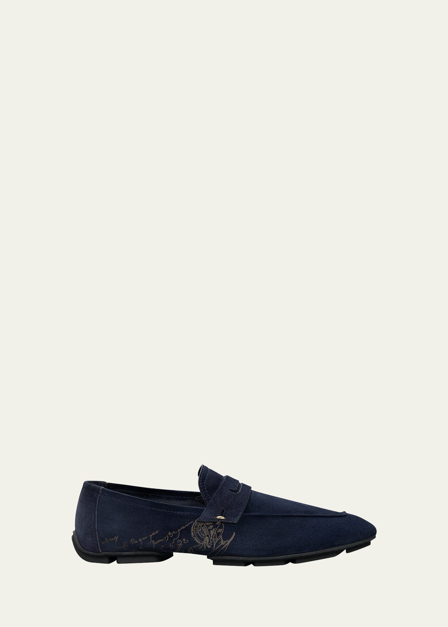 Berluti Men's Lorenzo Suede Driving Shoes In Navy