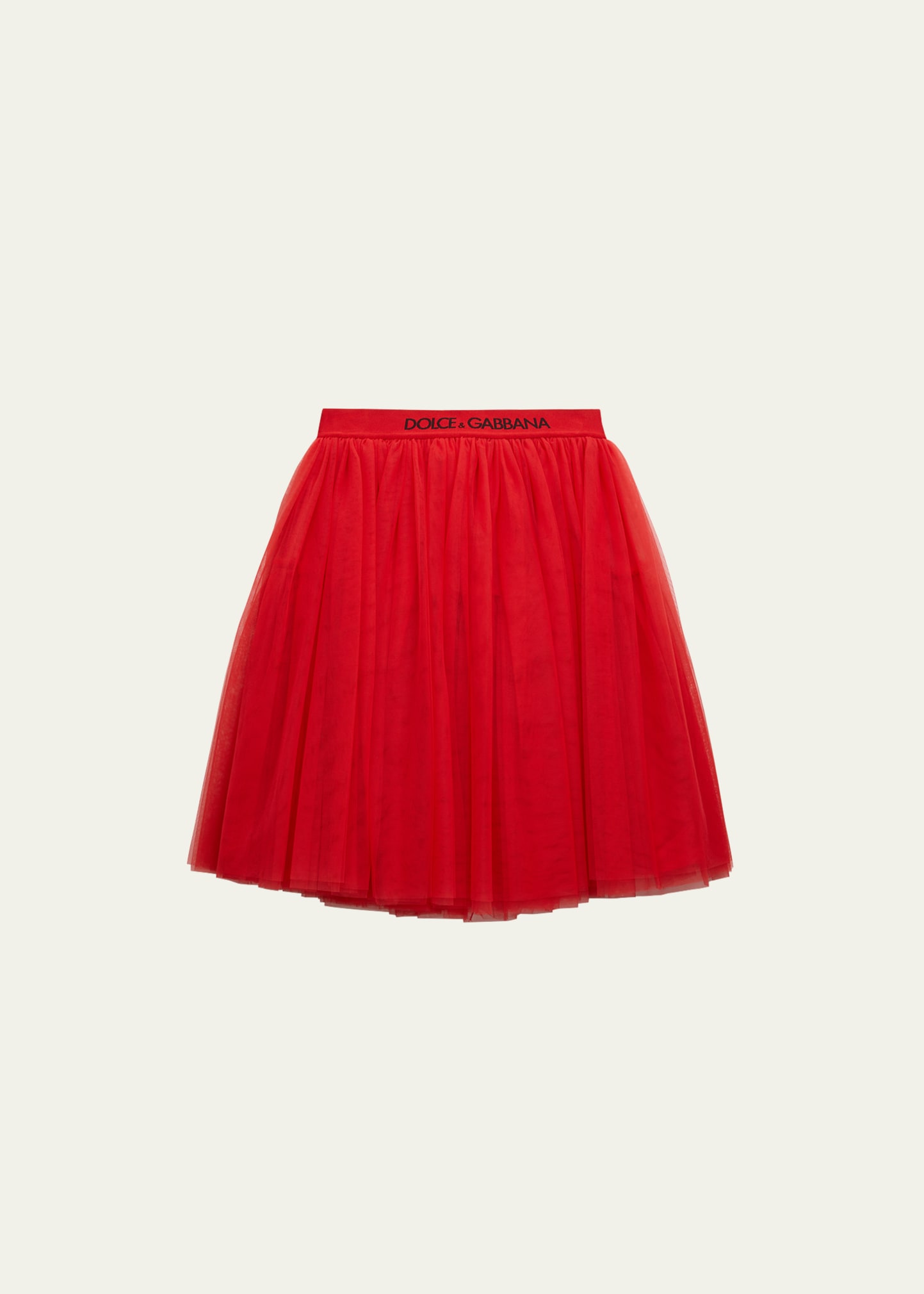 Dolce & Gabbana Kids' Girl's Logo-tape Waist Tulle Skirt In Brt Red