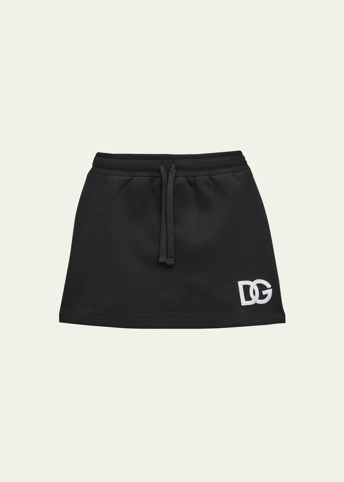 Dolce & Gabbana Kids' Girl's Embroidered Logo Sweat Skirt In Black