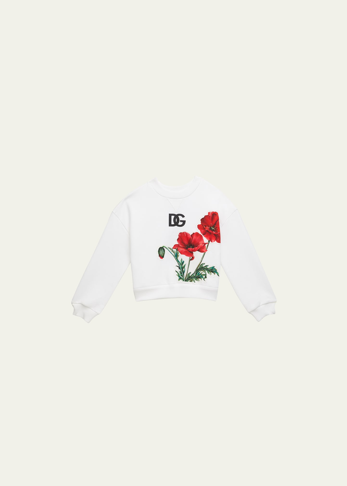 Dolce & Gabbana Kids' Sweatshirt Mit Blumen-print In Opticalwht