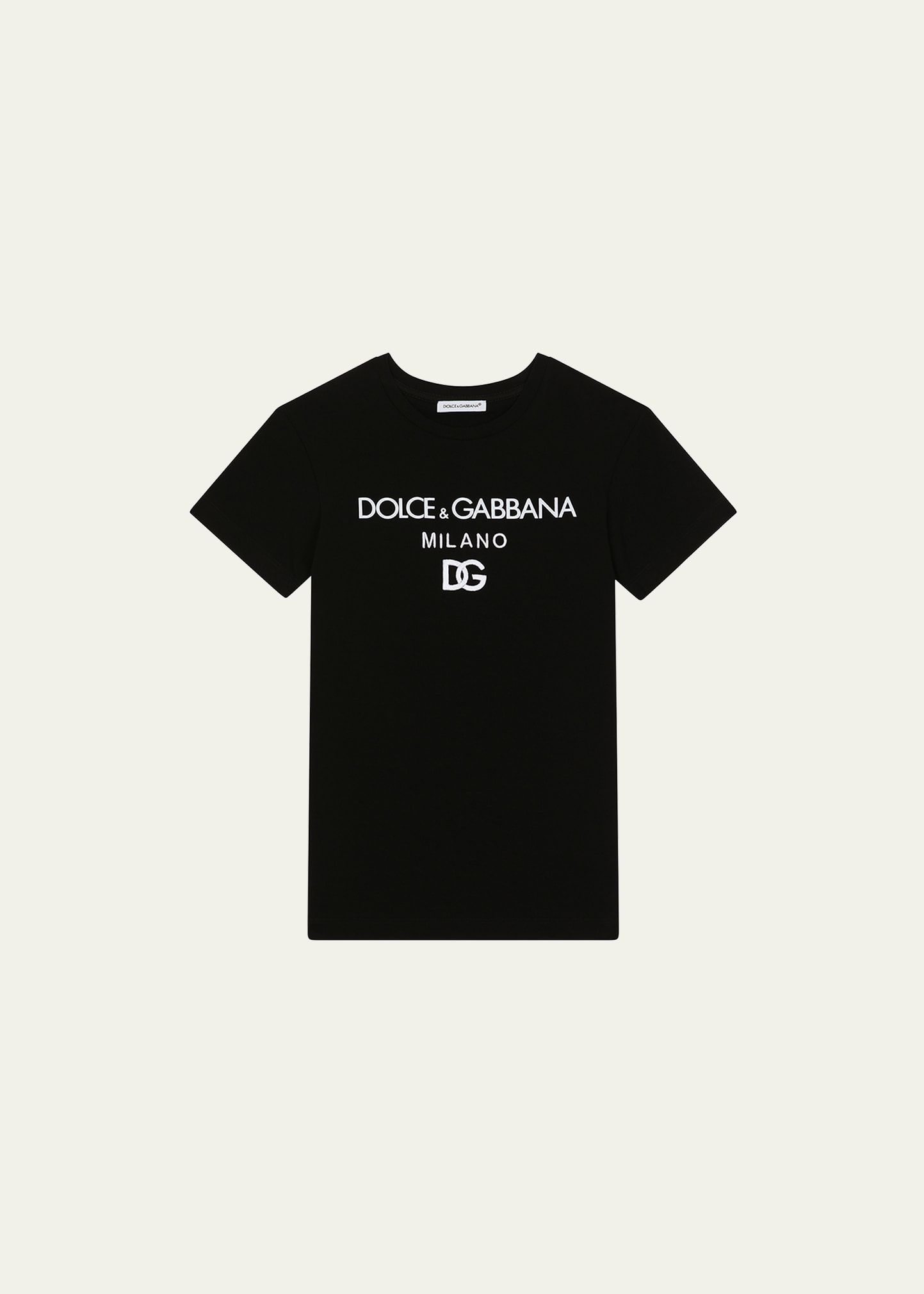 Shop Dolce & Gabbana Girl's Embroidered Interlocked Logo T-shirt Dress In Black