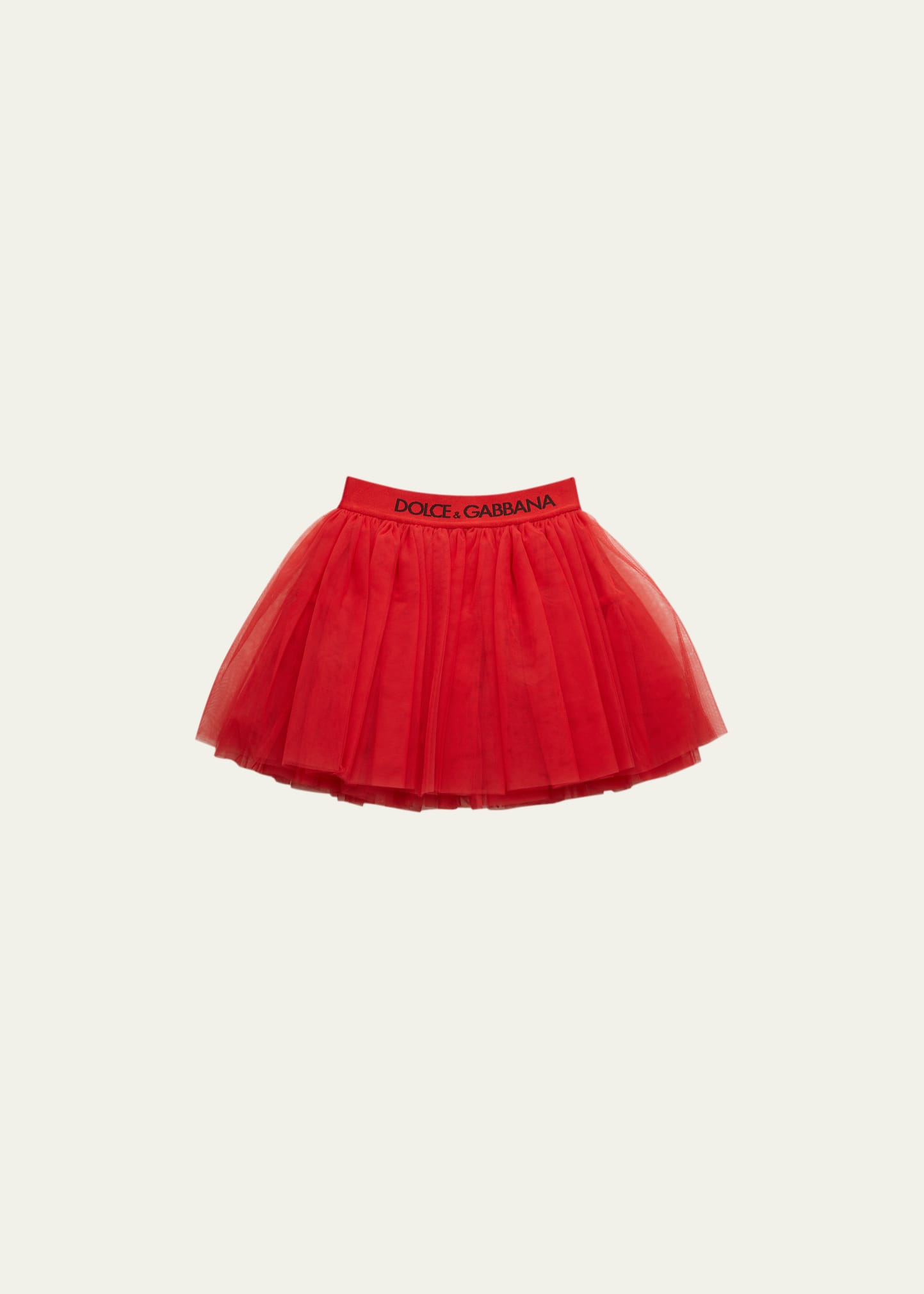 Dolce & Gabbana Kids' Girl's Logo-tape Tulle Tutu Skirt In Brt Red