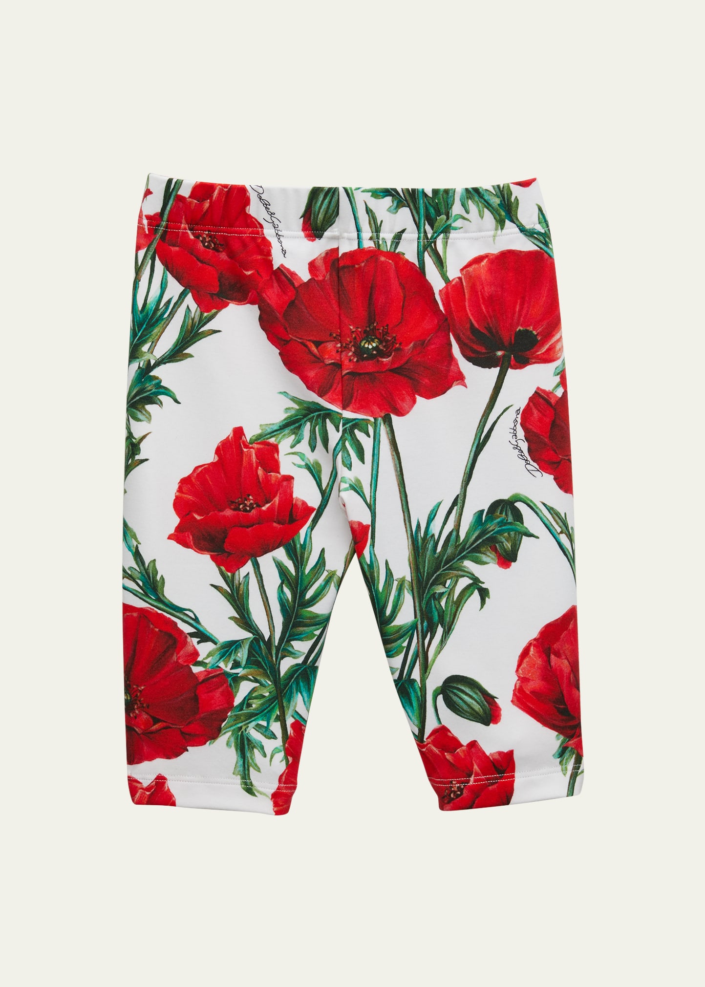 Girl's Poppy-Print Biker Shorts, Size 4-6