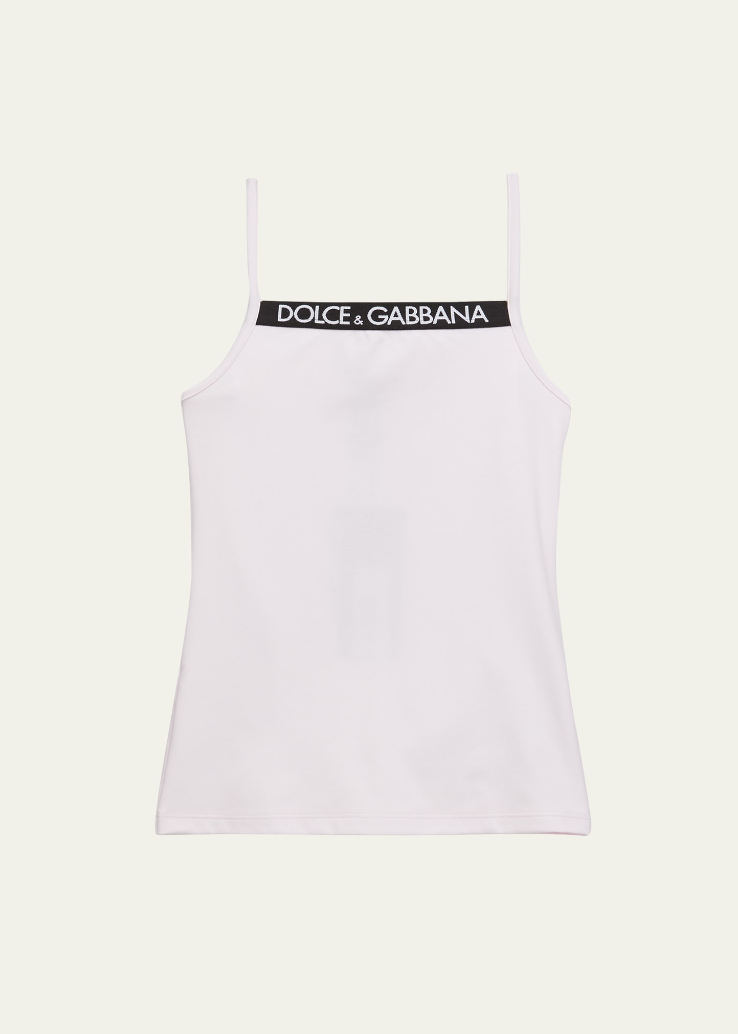 Dolce & Gabbana Kids' Girl's Logo-print Trim Tank Top In Light Pink