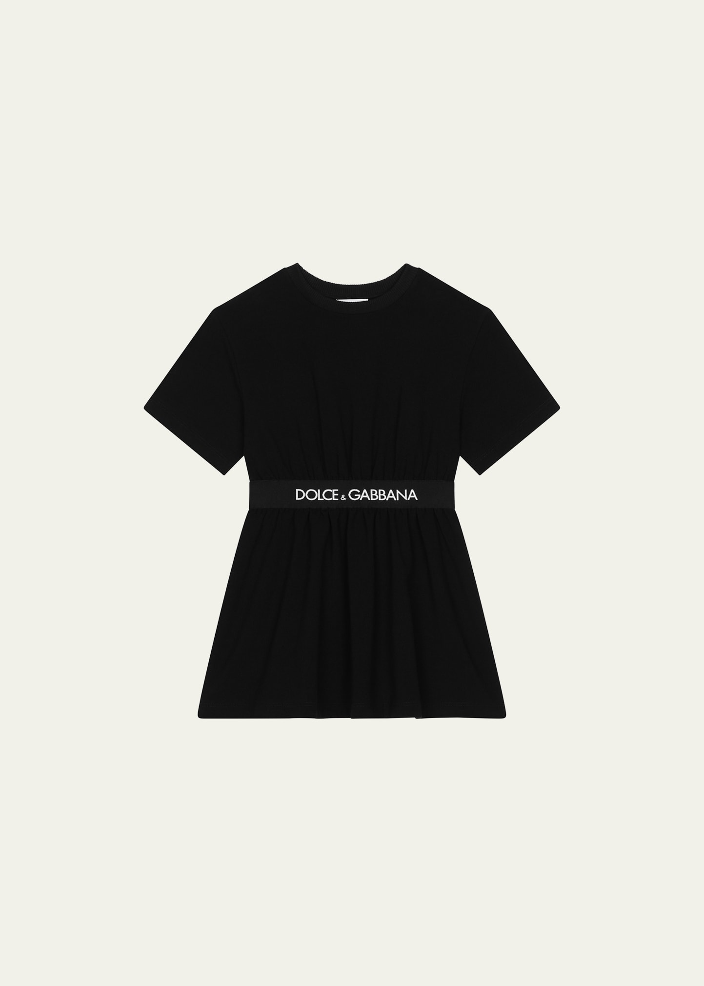 Shop Dolce & Gabbana Girl's Logo Waist Dress W/ Bloomers In Black