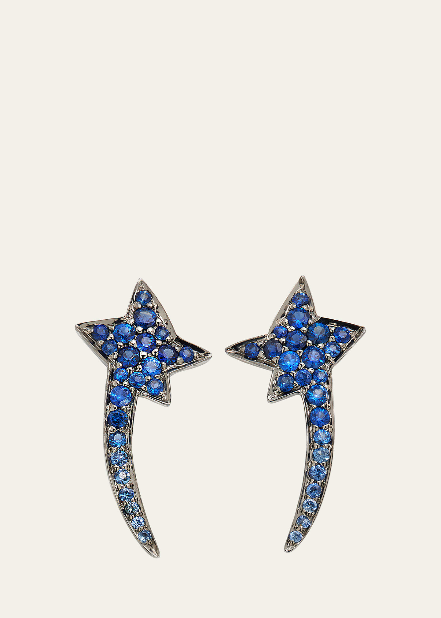 White Gold Blue Sapphire Earrings from The Star Collection