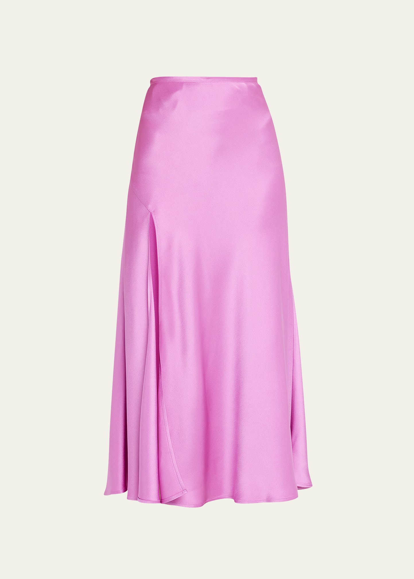 Satin Midi Skirt with High Slit