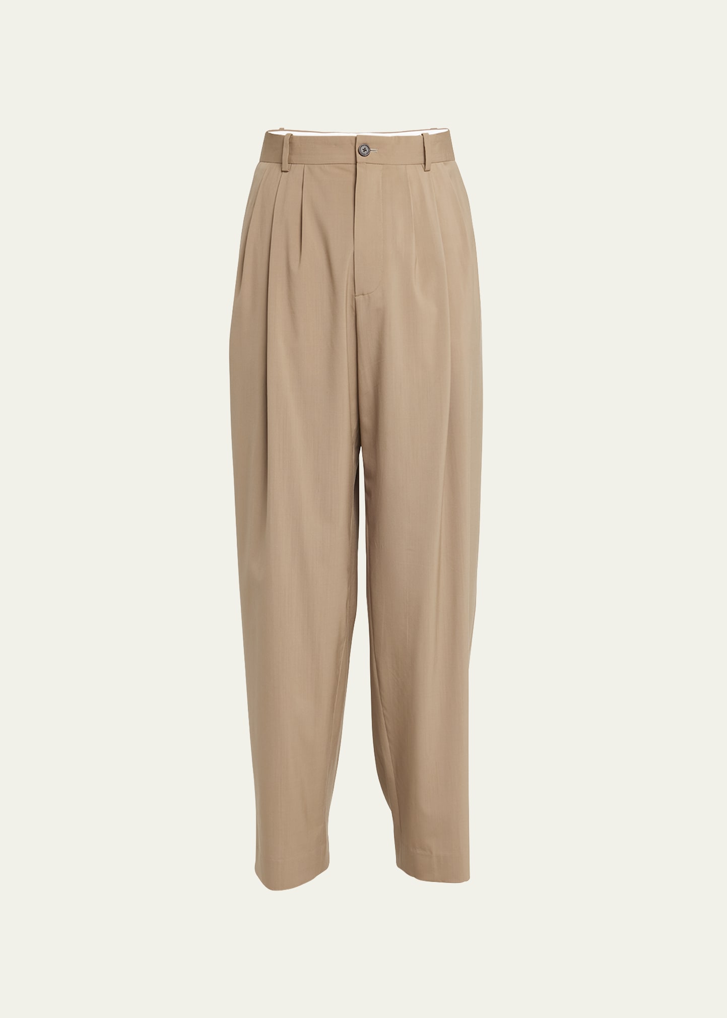 The Row Men's Rufus Triple-pleat Relaxed Pants In Toffee