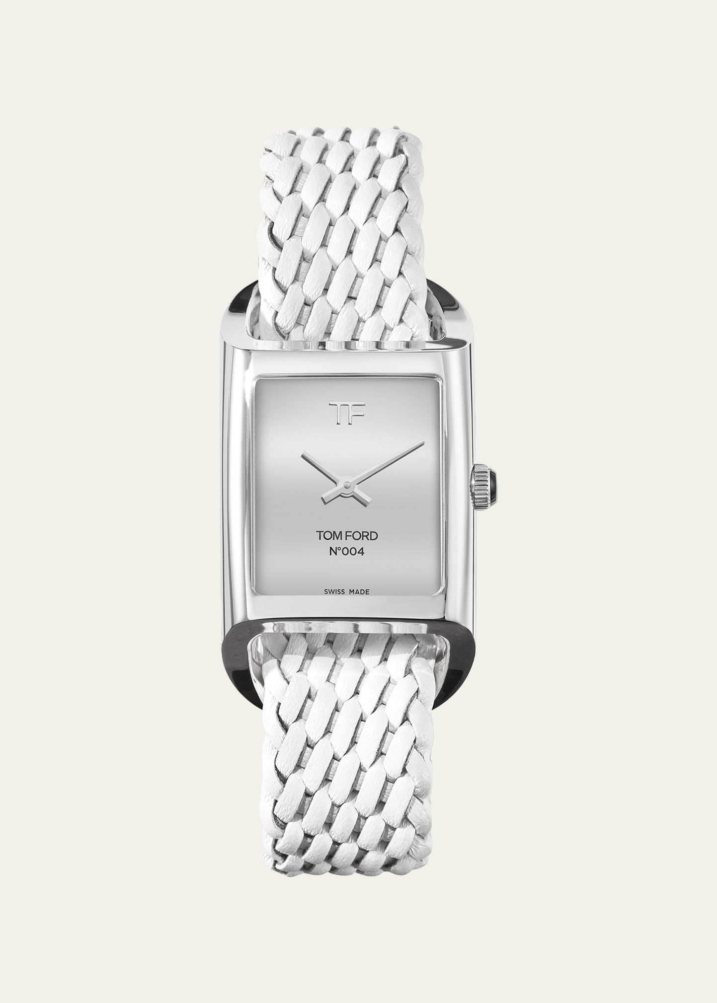 Tom Ford Men's 004 Braided Leather Museum Watch, 27x48mm In Chrome |  ModeSens