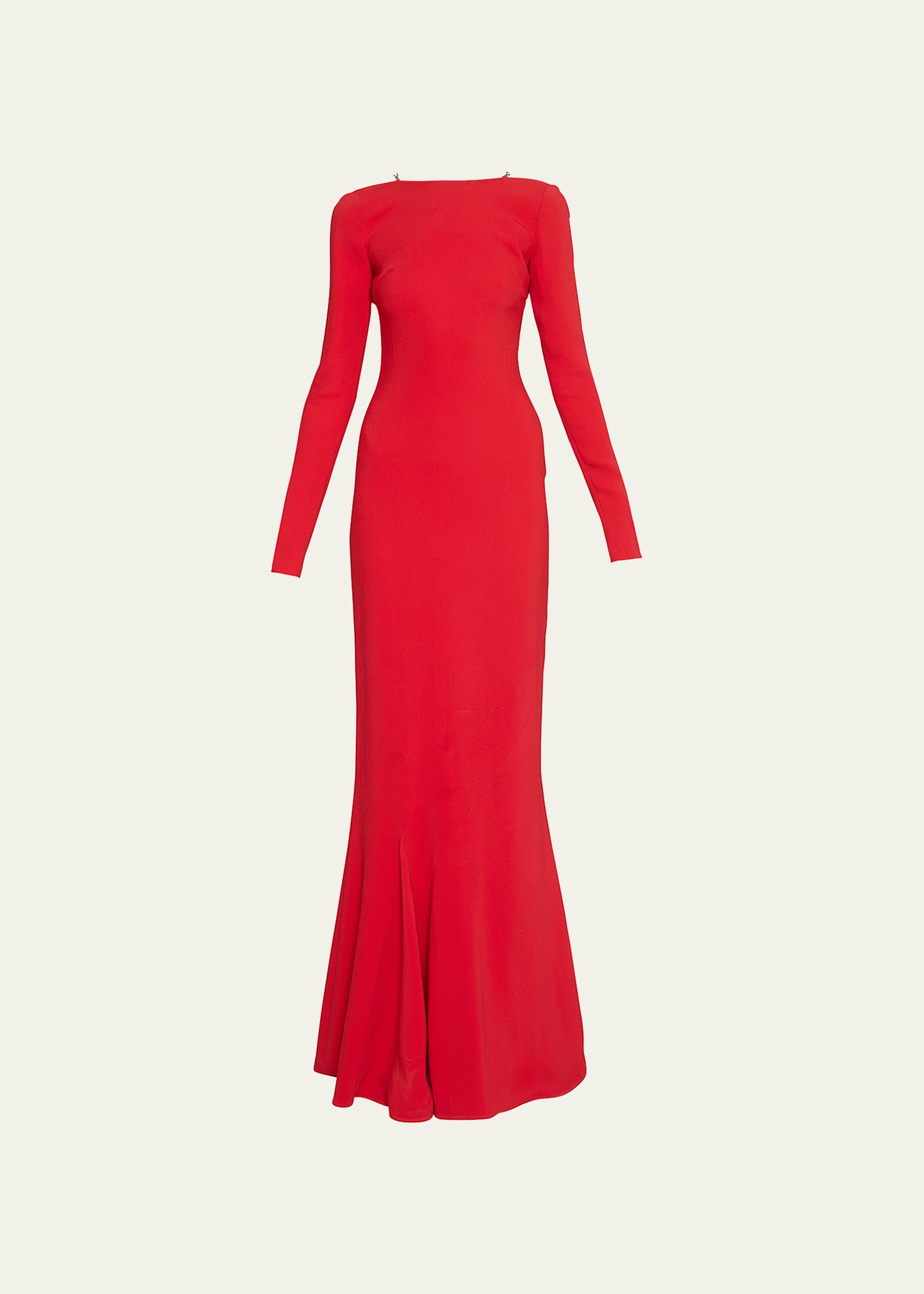 Shop Givenchy Long Sleeve Gown W/ Chain Detail In Vermillon