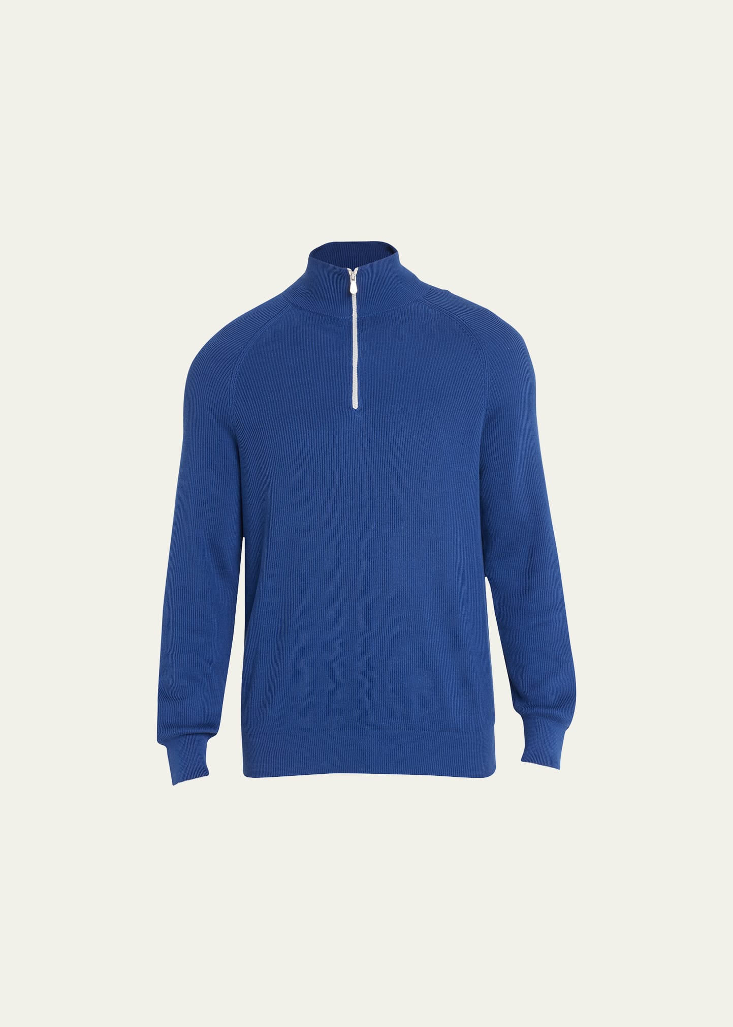 Brunello Cucinelli Men's Ribbed Quarter-zip Sweater In Cim70 Deep Blue