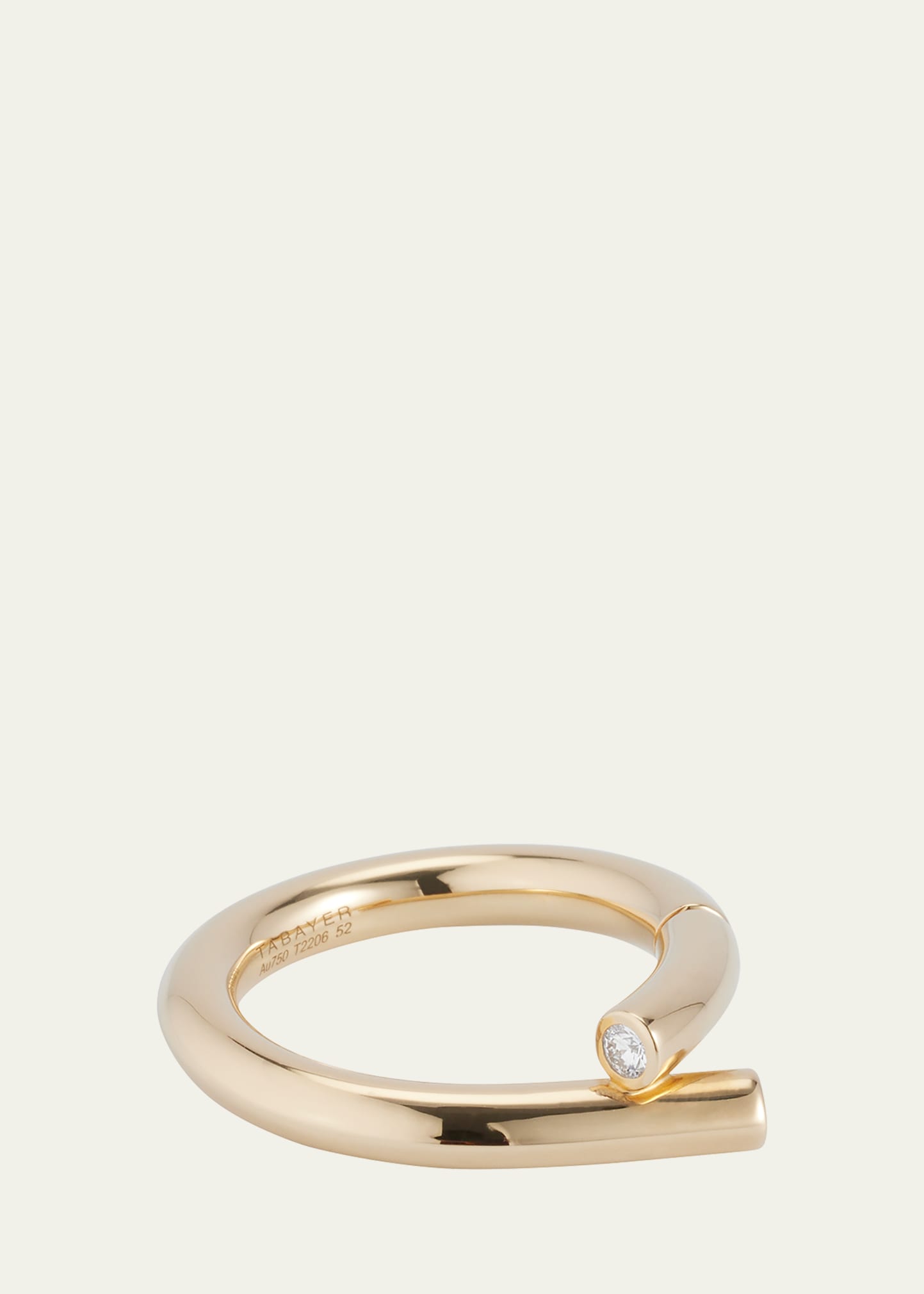 18k Fairmined Yellow Gold Ring with Diamond, Size 52