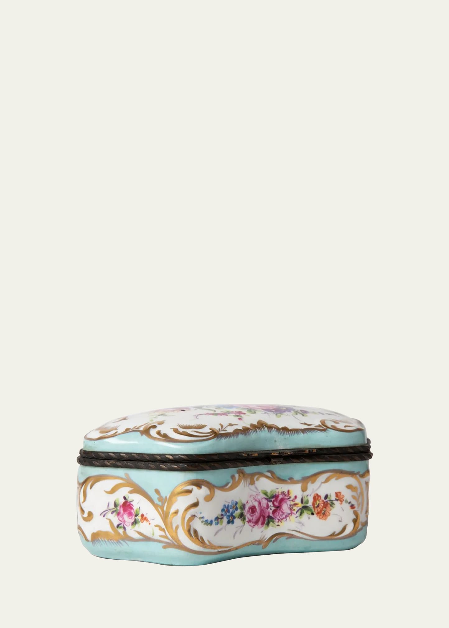 Sevres Turquoise Hand-Painted Box, C.1890