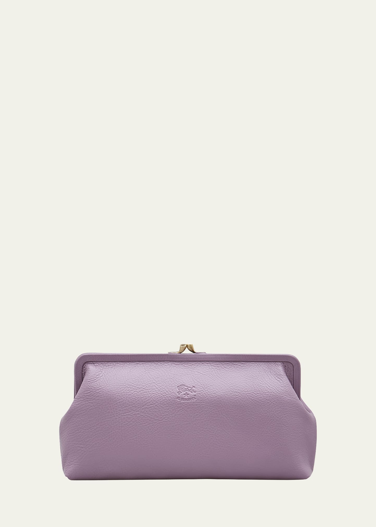 Il Bisonte Classic Vaccjetta Leather Clutch Bag In Lavender
