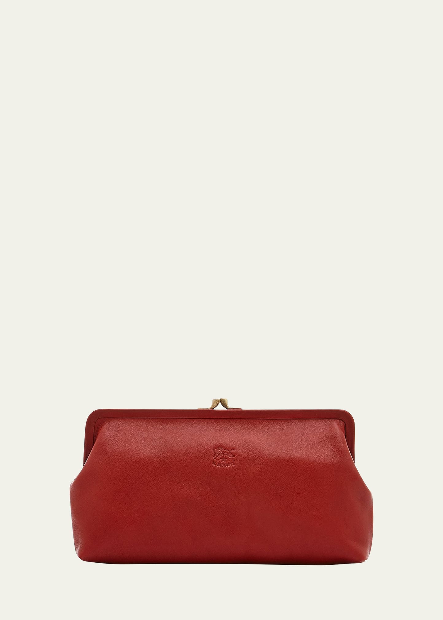 Il Bisonte Classic Vaccjetta Leather Clutch Bag In Red